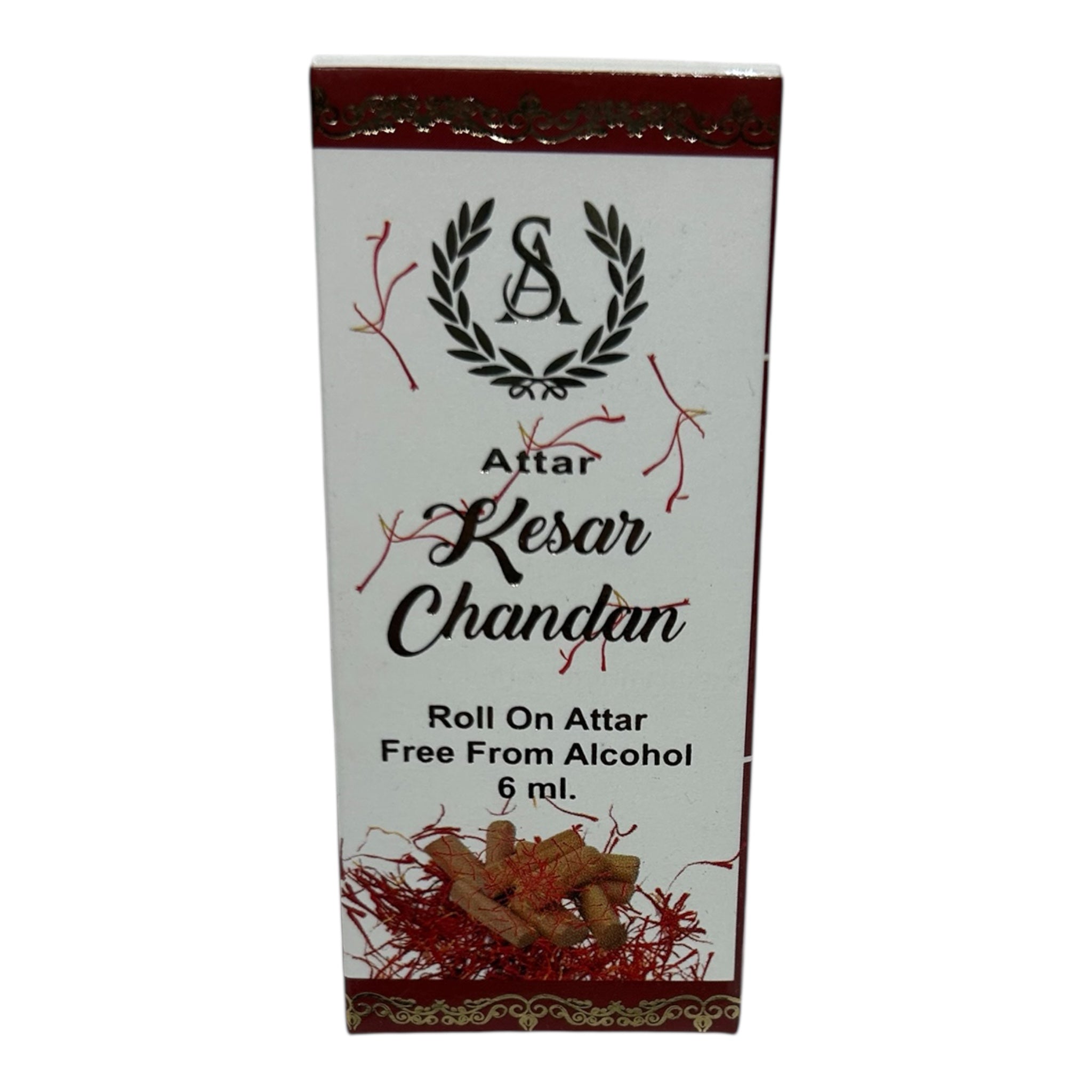 S.A. Aromas Kesar Attar Roll-On – 6 ml - Alcohol-Free Pure Saffron Perfume Oil