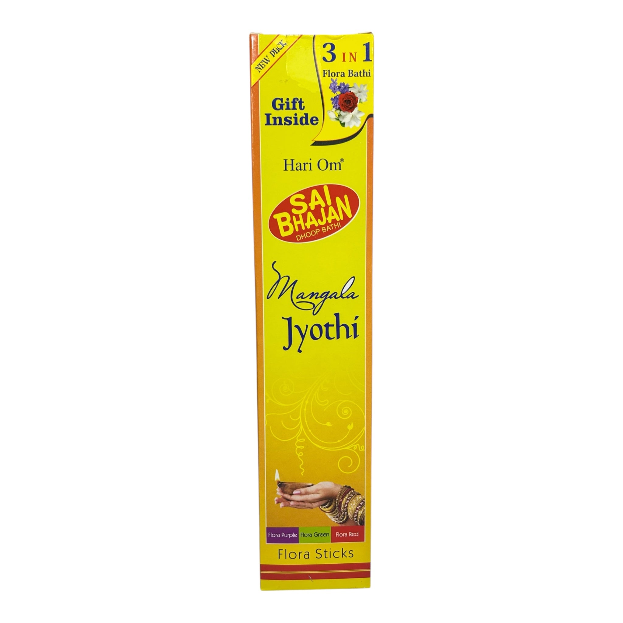 Hari Om Sai Bhajan 3 in one Mangal Jyoti Flora Sticks – A Divine Blend of Purple, Green & Red Fragrance for Sai Bhajans or group satsangs