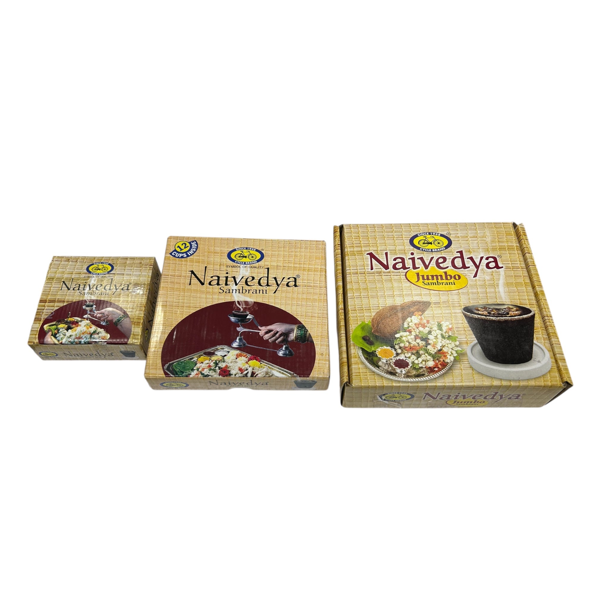 Cycle Brand Naivedya Sambrani – Small, Medium & Jumbo Cups - Traditional Pooja Dhoop for Purity & Fragrance