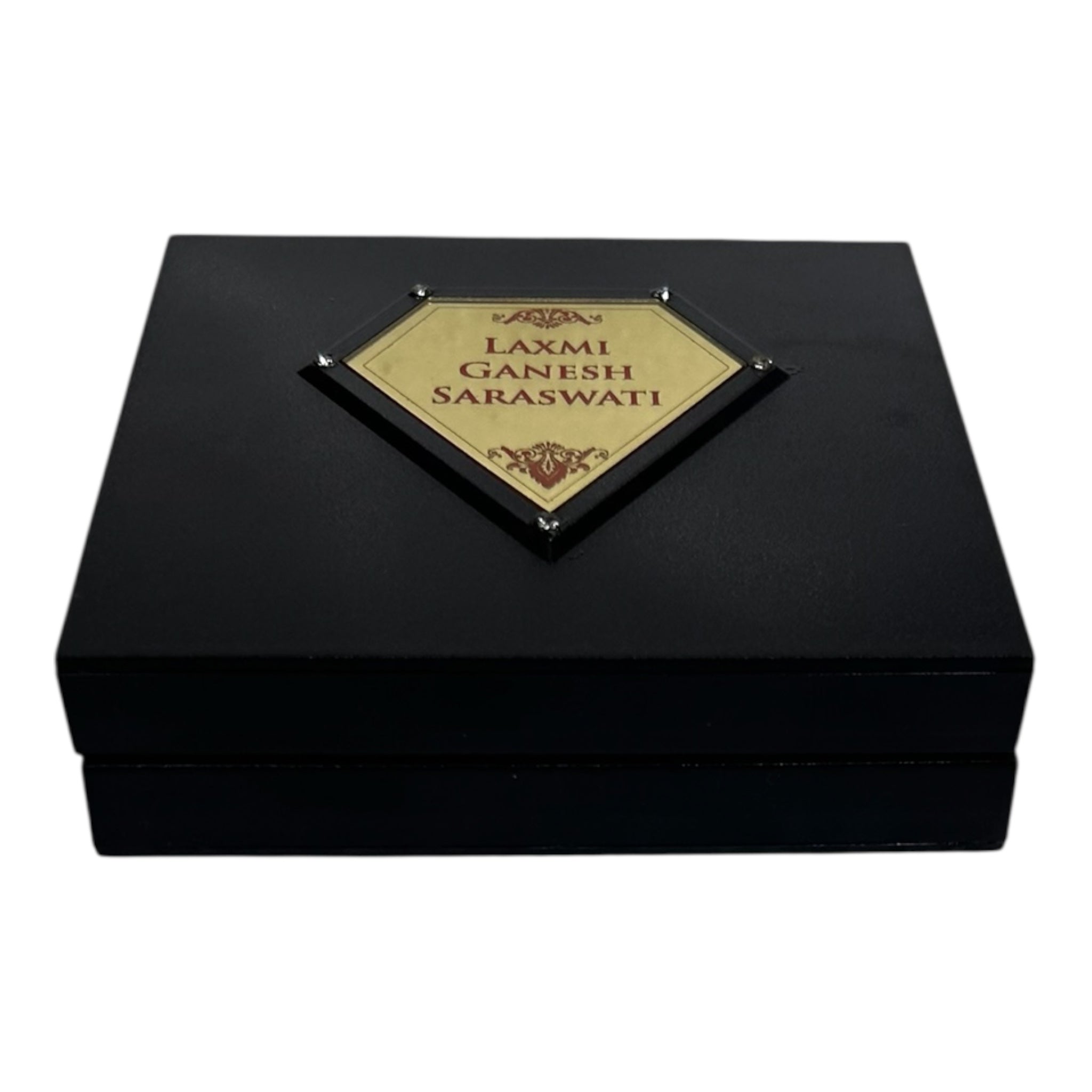 Sri Lakshmi Ganesh Saraswathi Gold Plated Charan Box Corporate Gift 11 x 11 cm - LGS memorable Presentation for religious festivals