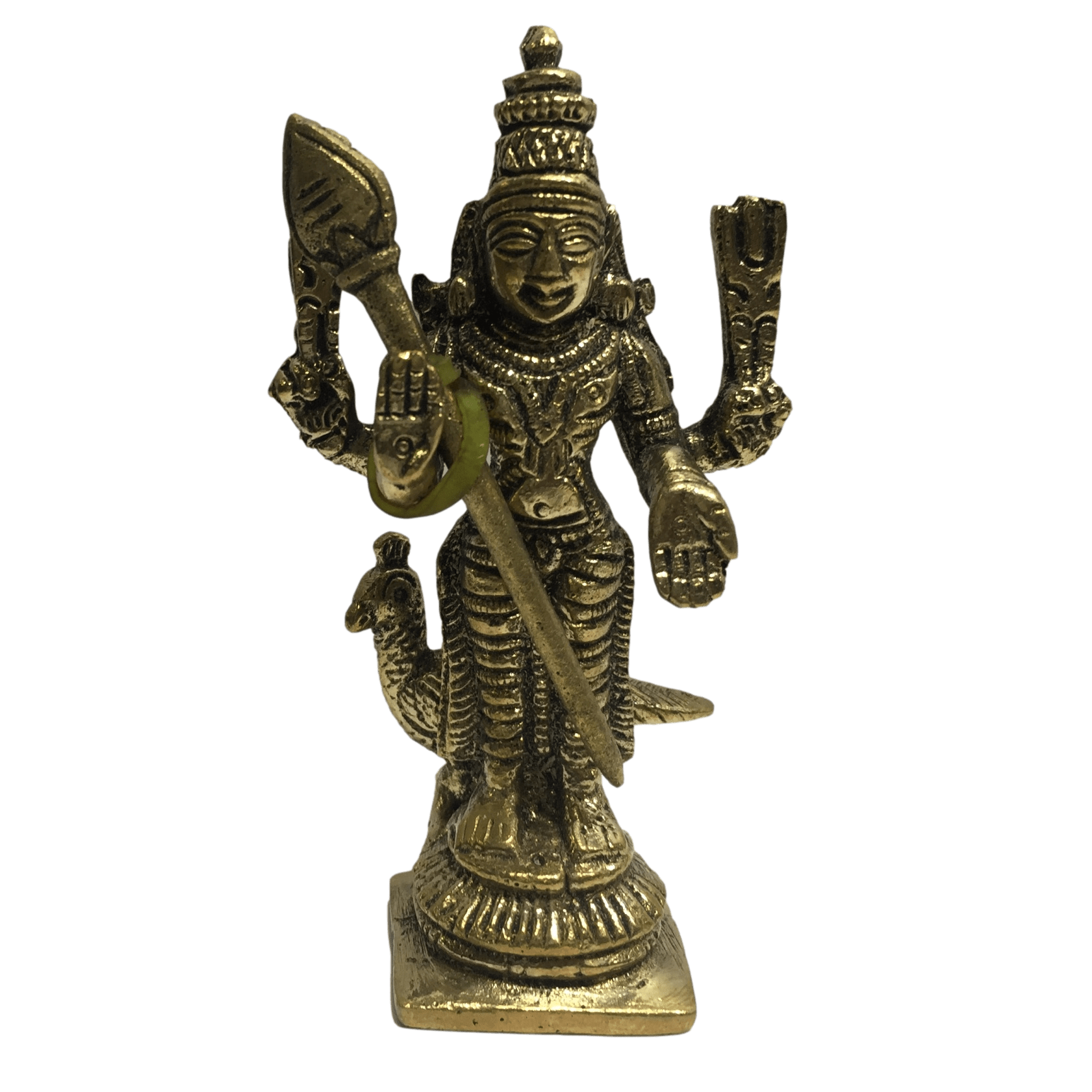 Murugan with Mukut Brass Antique 3 inch / 3" முருகன் சிறிய சிலை - Sri Prarthana