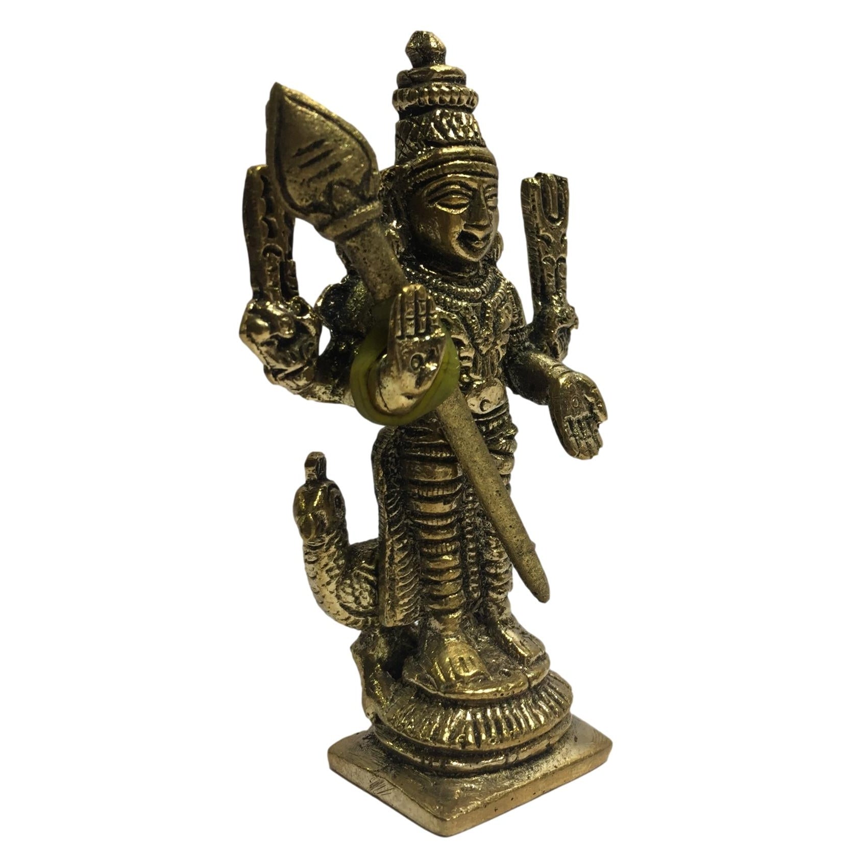 Murugan with Mukut Brass Antique 3 inch / 3" முருகன் சிறிய சிலை - Sri Prarthana