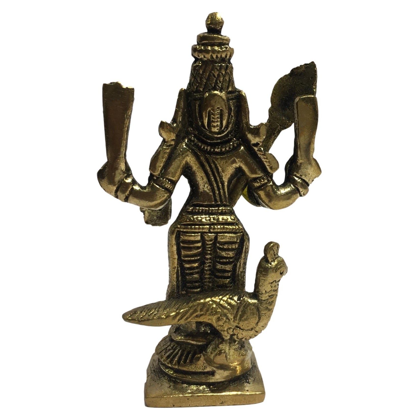 Murugan with Mukut Brass Antique 3 inch / 3" முருகன் சிறிய சிலை - Sri Prarthana