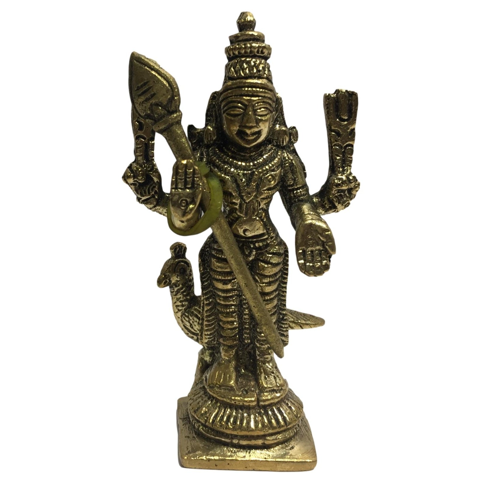 Murugan with Mukut Brass Antique 3 inch / 3" முருகன் சிறிய சிலை - Sri Prarthana