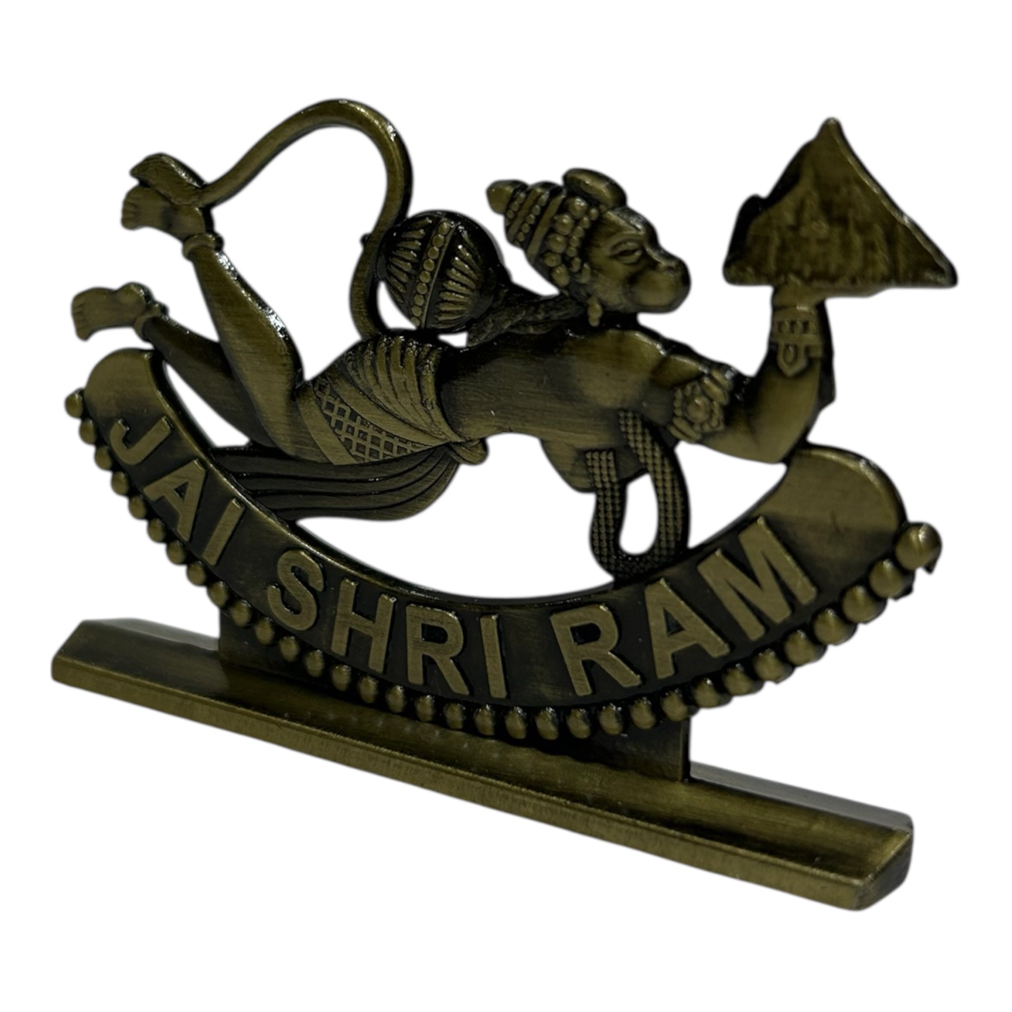 Sanjeevini Anjaneya Jai Shri Ram Antique Metal Stand  Gift for Spiritual Home Decor & Festival