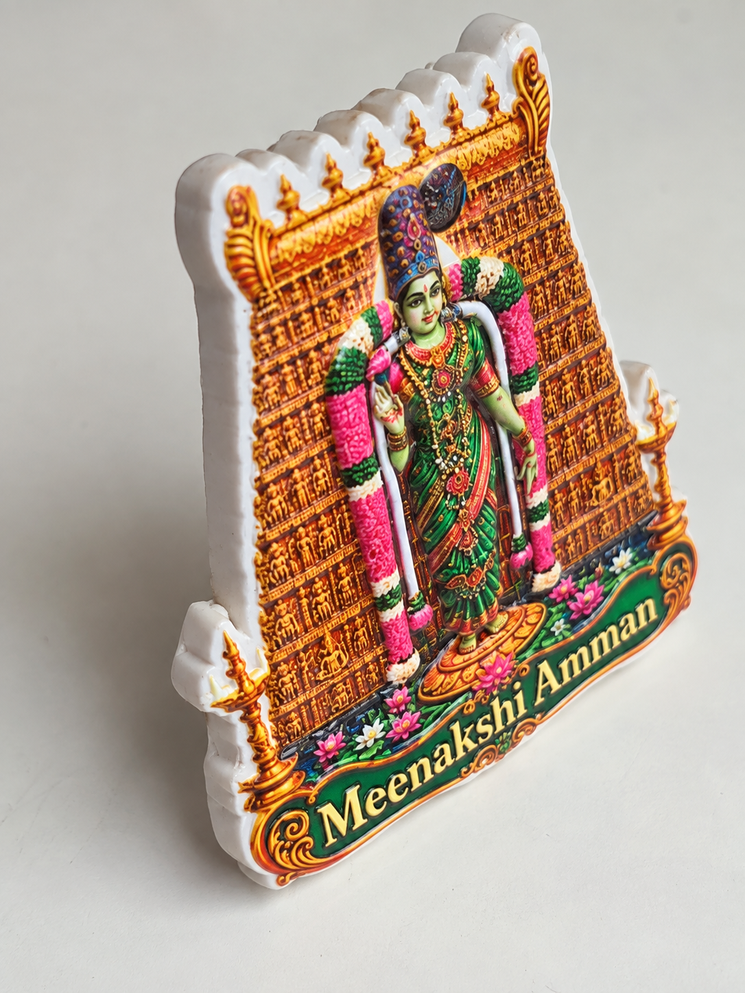Meenakshi Amman Temple Ceramic Magnet- Dimension 2.6 X 2.6 cms