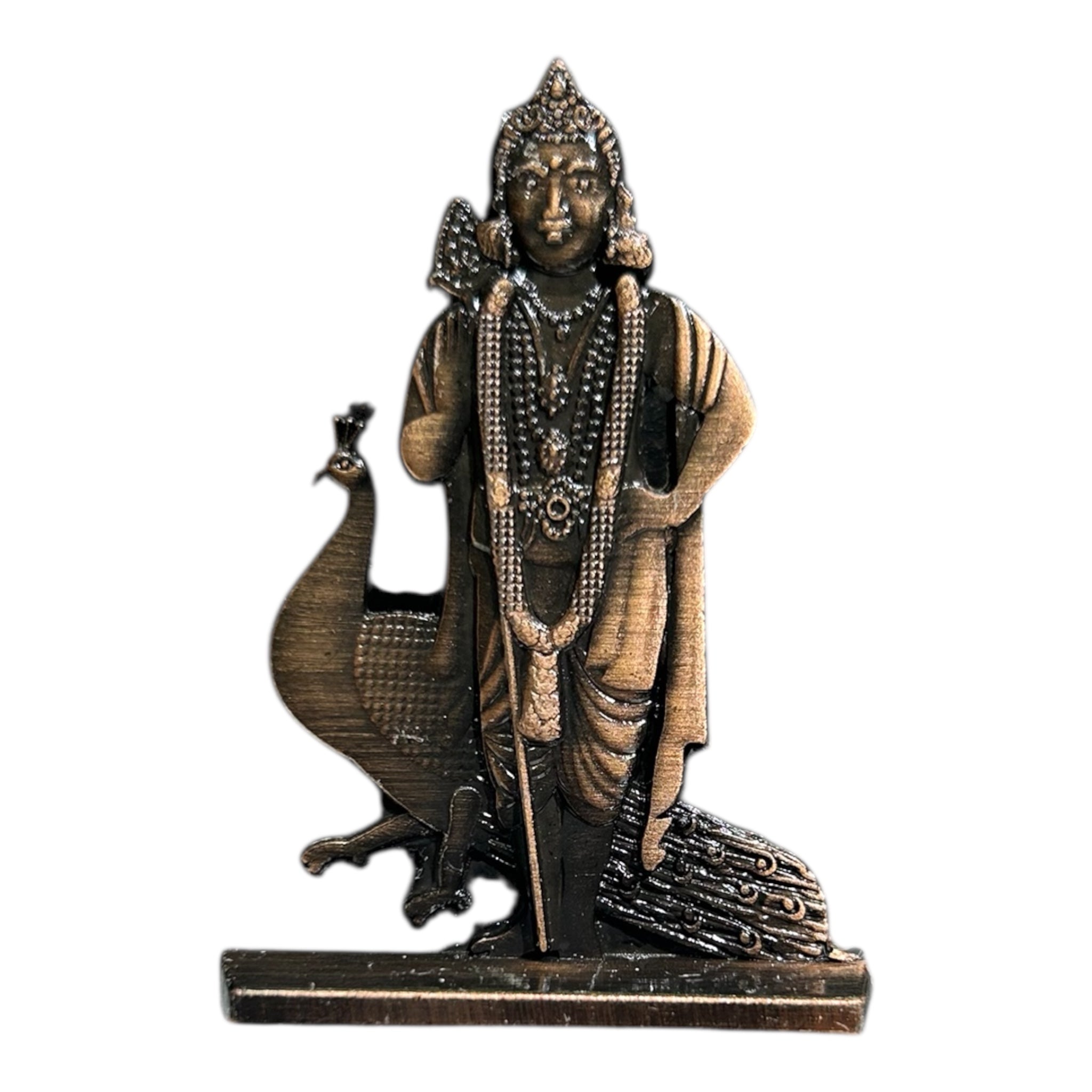 Peacock Vel Murugan Car Dashboard Idol Golden & Multicolour Decorative Stand for Home & Office வேல் மயில் முருகன் கார் பொம்மை