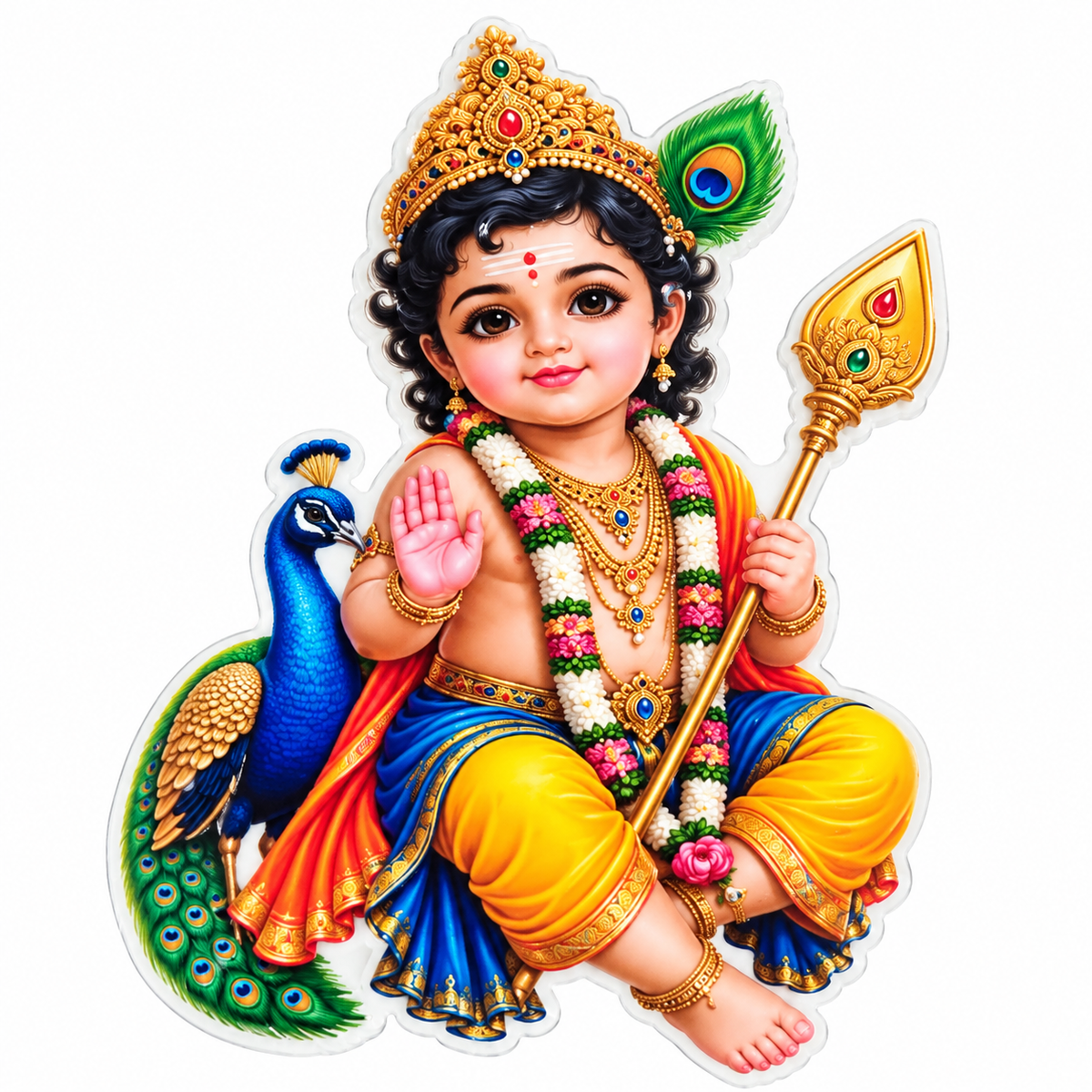 Lord Murugan Ceramic Magnet-Dimension 3 X 2 cms