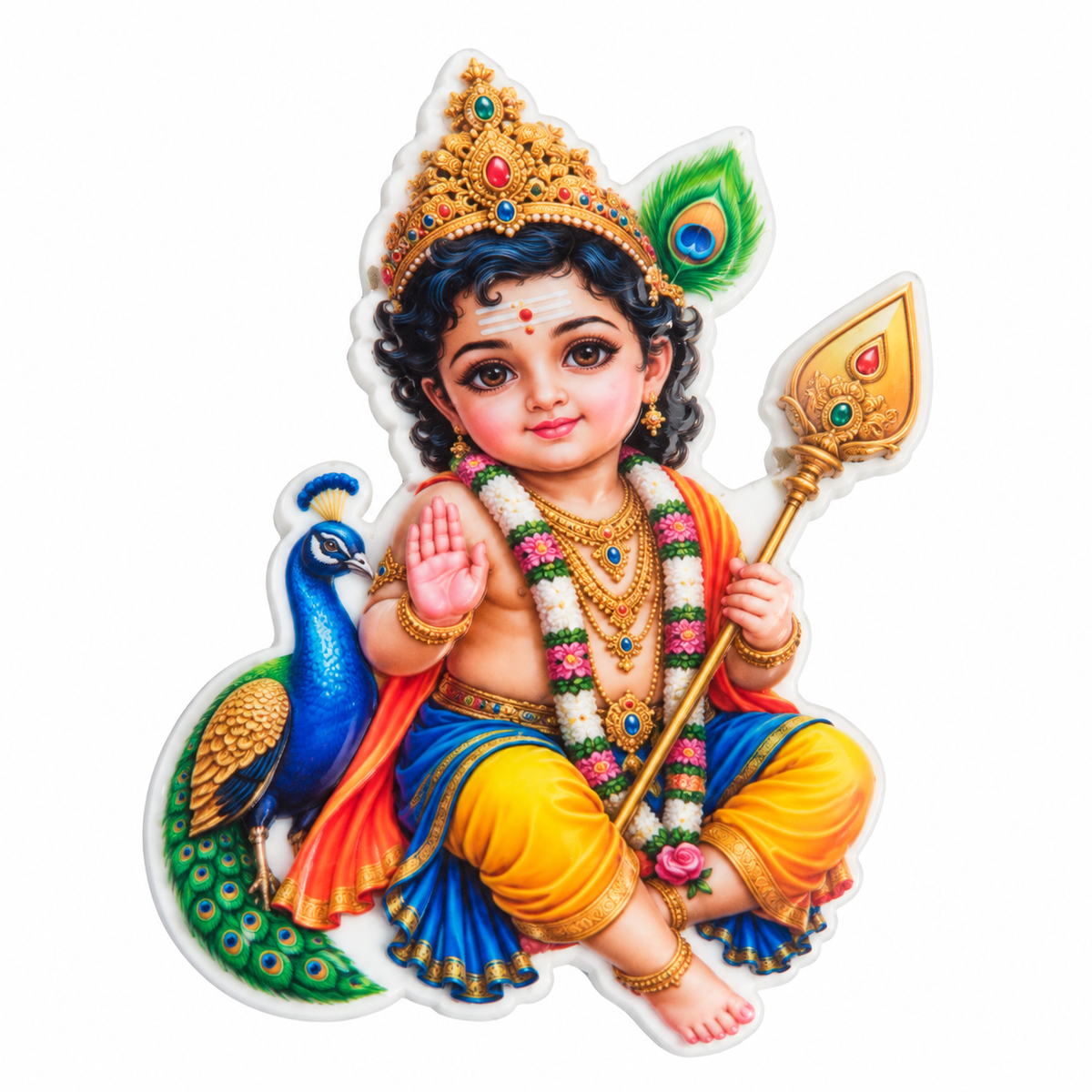 Lord Murugan Ceramic Magnet-Dimension 3 X 2 cms