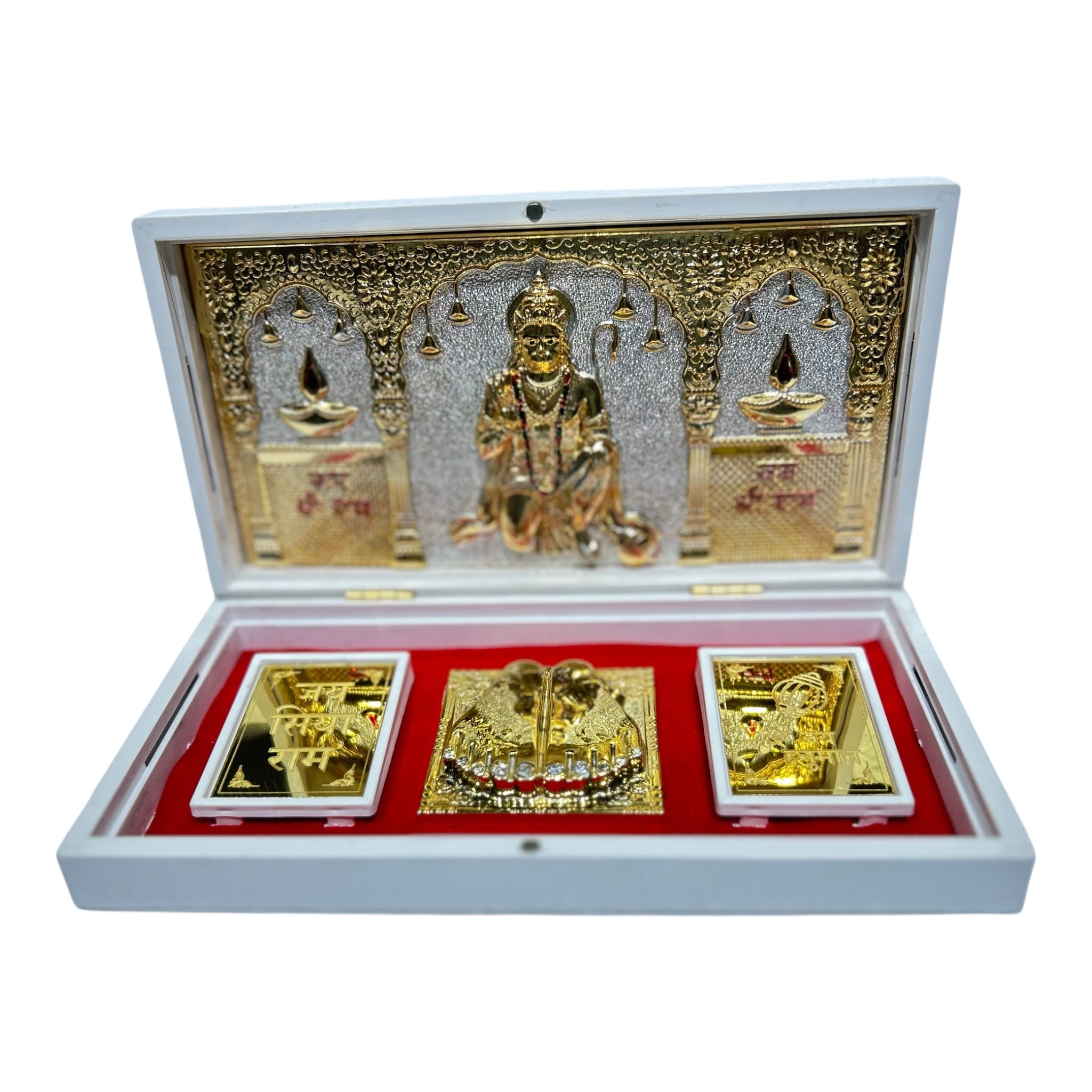 Jai Shri Hanuman Gold Plated Padham Box  Corporate Gift size 21 x 11 cm - auspicious choice of divine presence