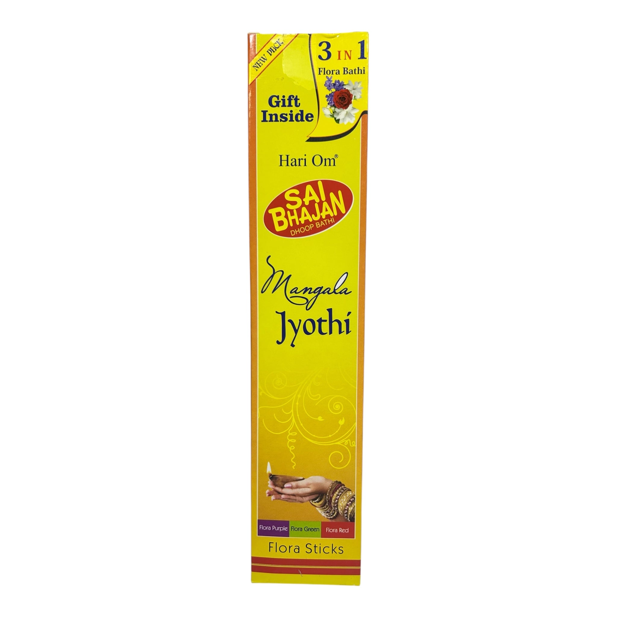 Hari Om Sai Bhajan 3 in one Mangal Jyoti Flora Sticks – A Divine Blend of Purple, Green & Red Fragrance for Sai Bhajans or group satsangs