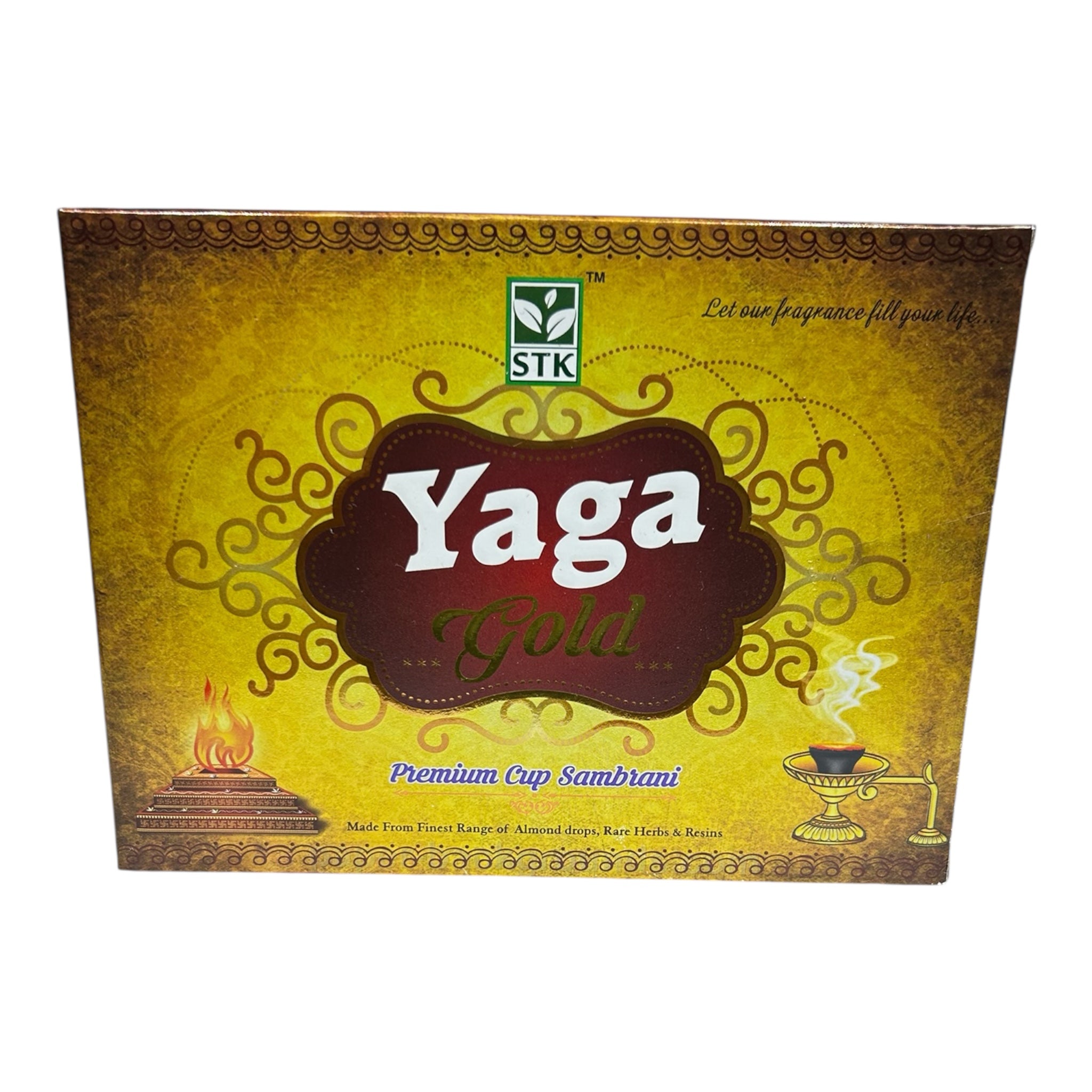 STK Yaga Gold Premium Cup Sambrani - Sacred Aroma of the finest range of Almond drops