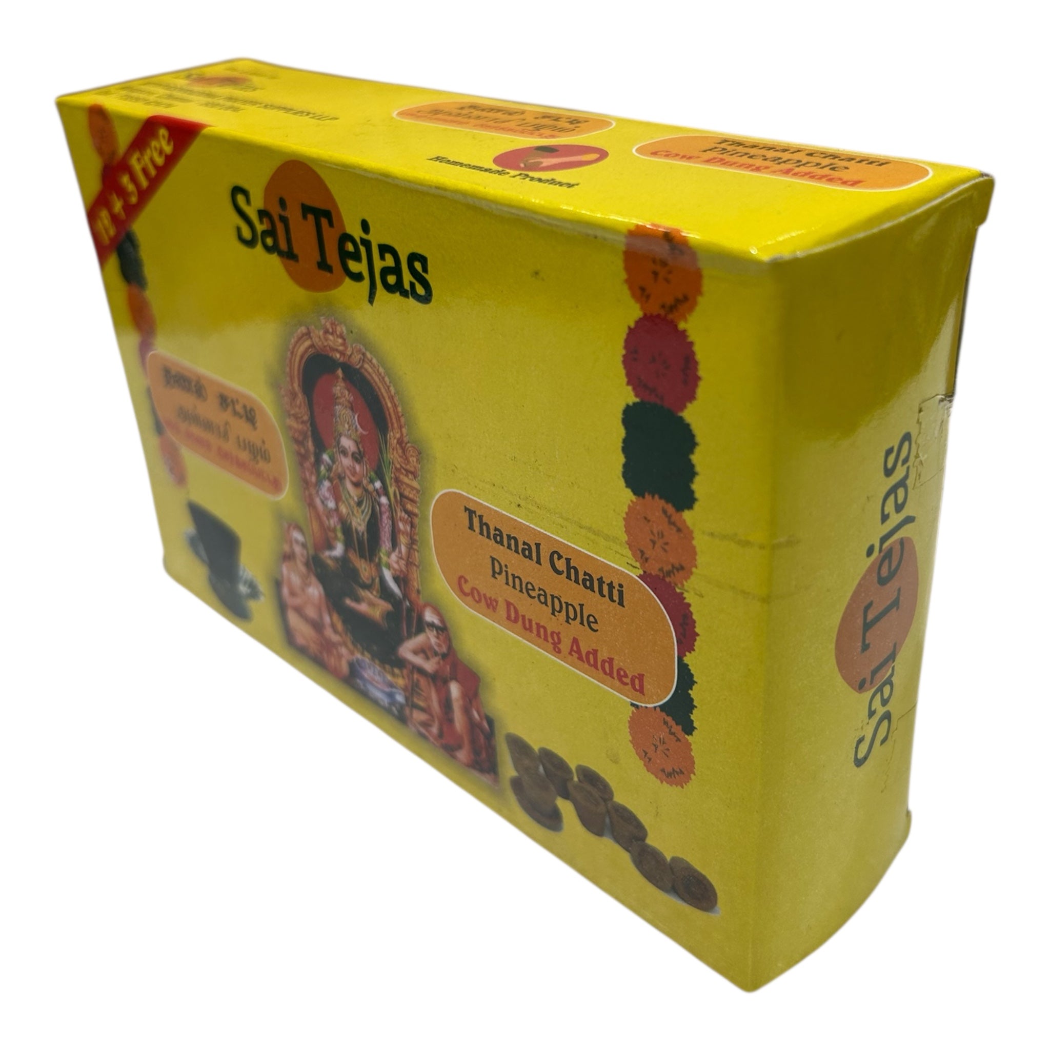 Sai Tejas Thanal Chatti Cow Dung Pineapple Fragrance Dhoop Cup Sambrani for Pooja & Aromatherapy