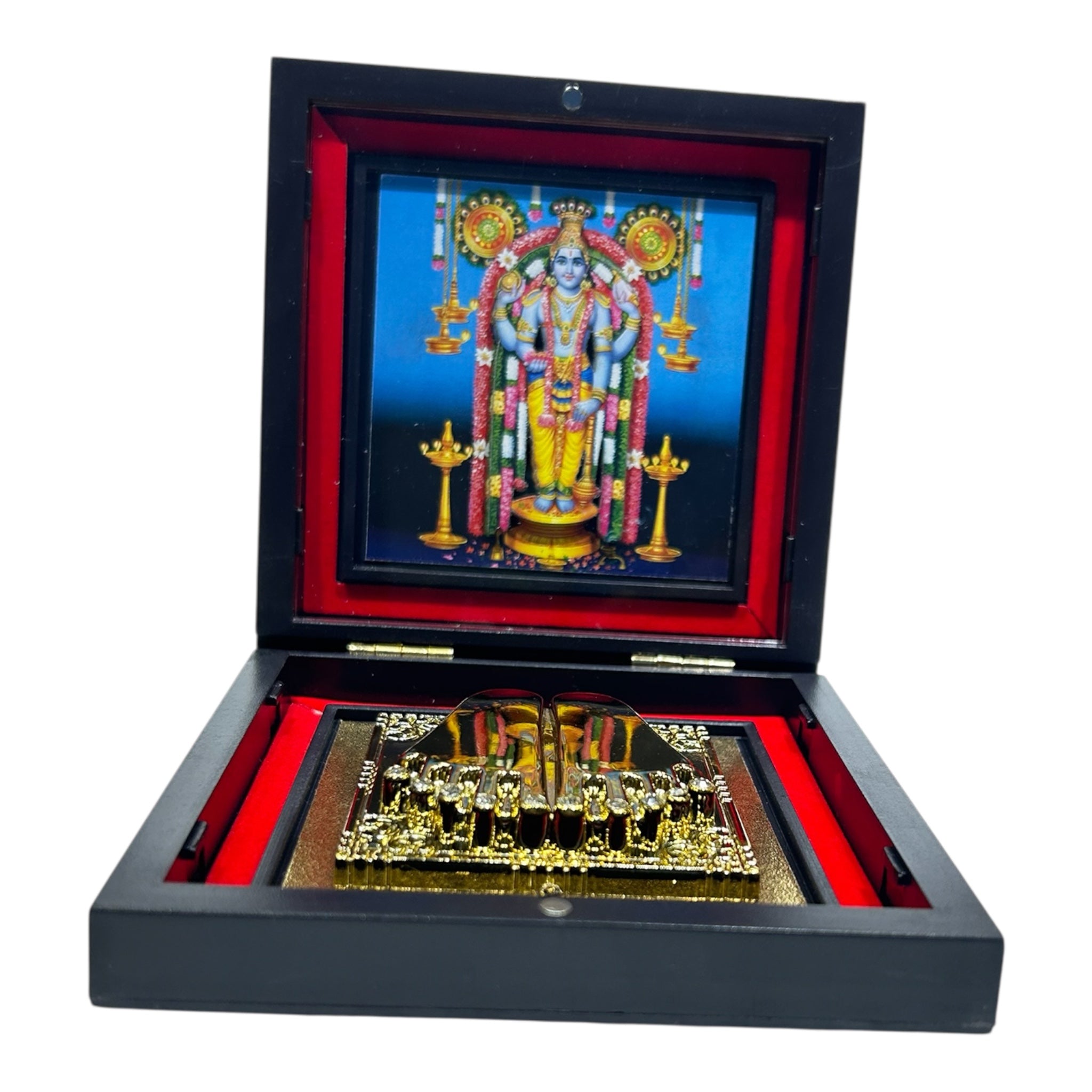 Unni Krishna Guruvayurappan Charan Padhukas in a 11x11 cm box - devotional corporate gift for spiritual seekers