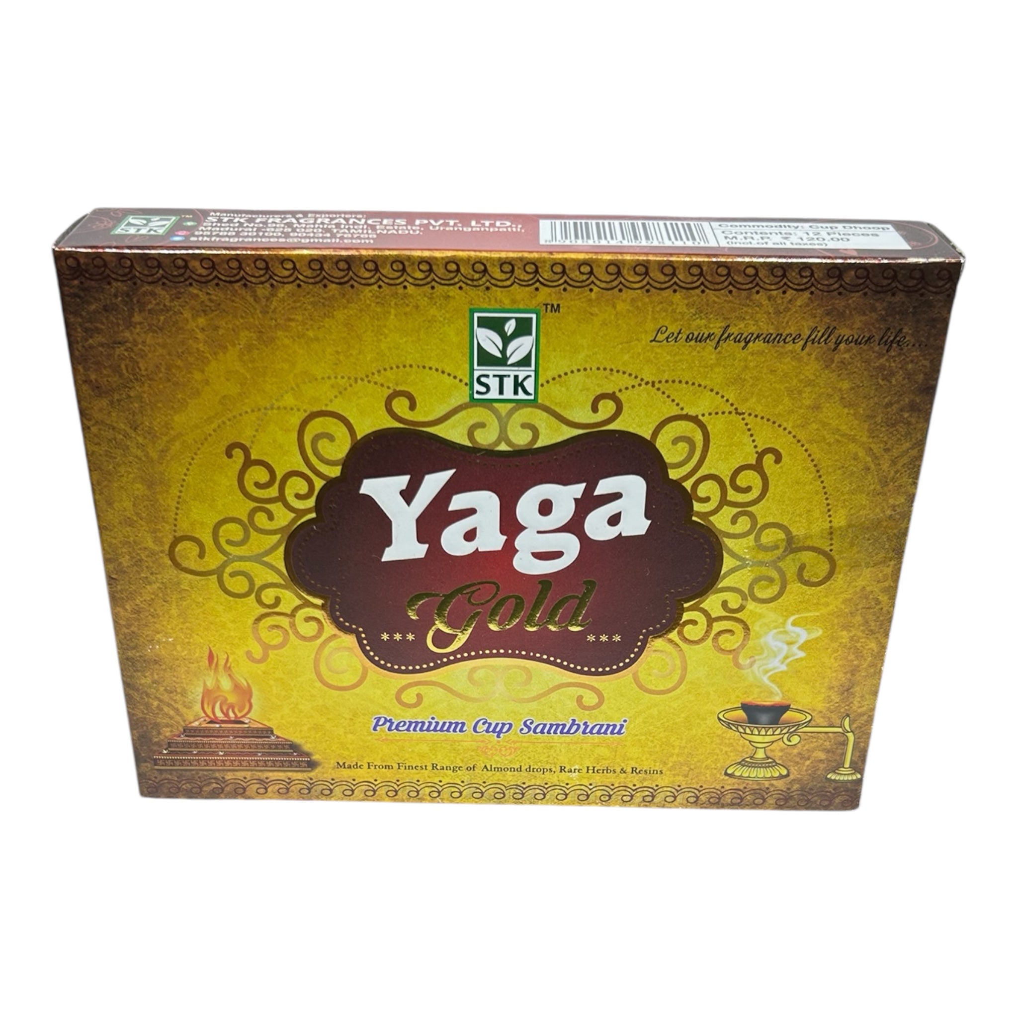 STK Yaga Gold Premium Cup Sambrani - Sacred Aroma of the finest range of Almond drops