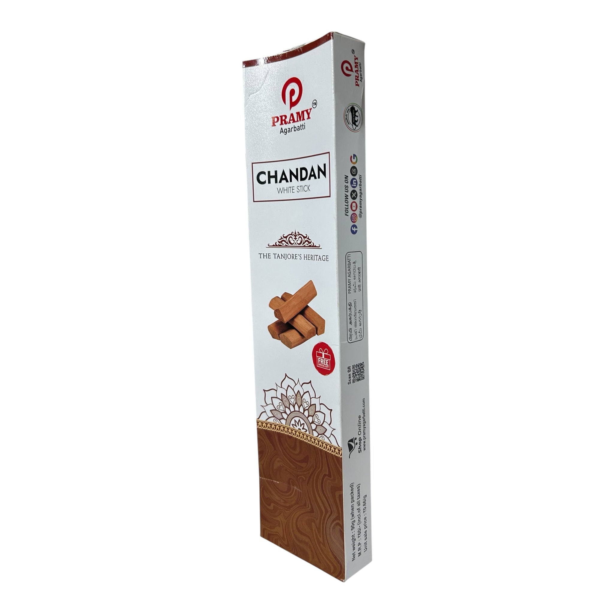 Pramy Chandan White Stick – Pure Sandalwood Essence Incense