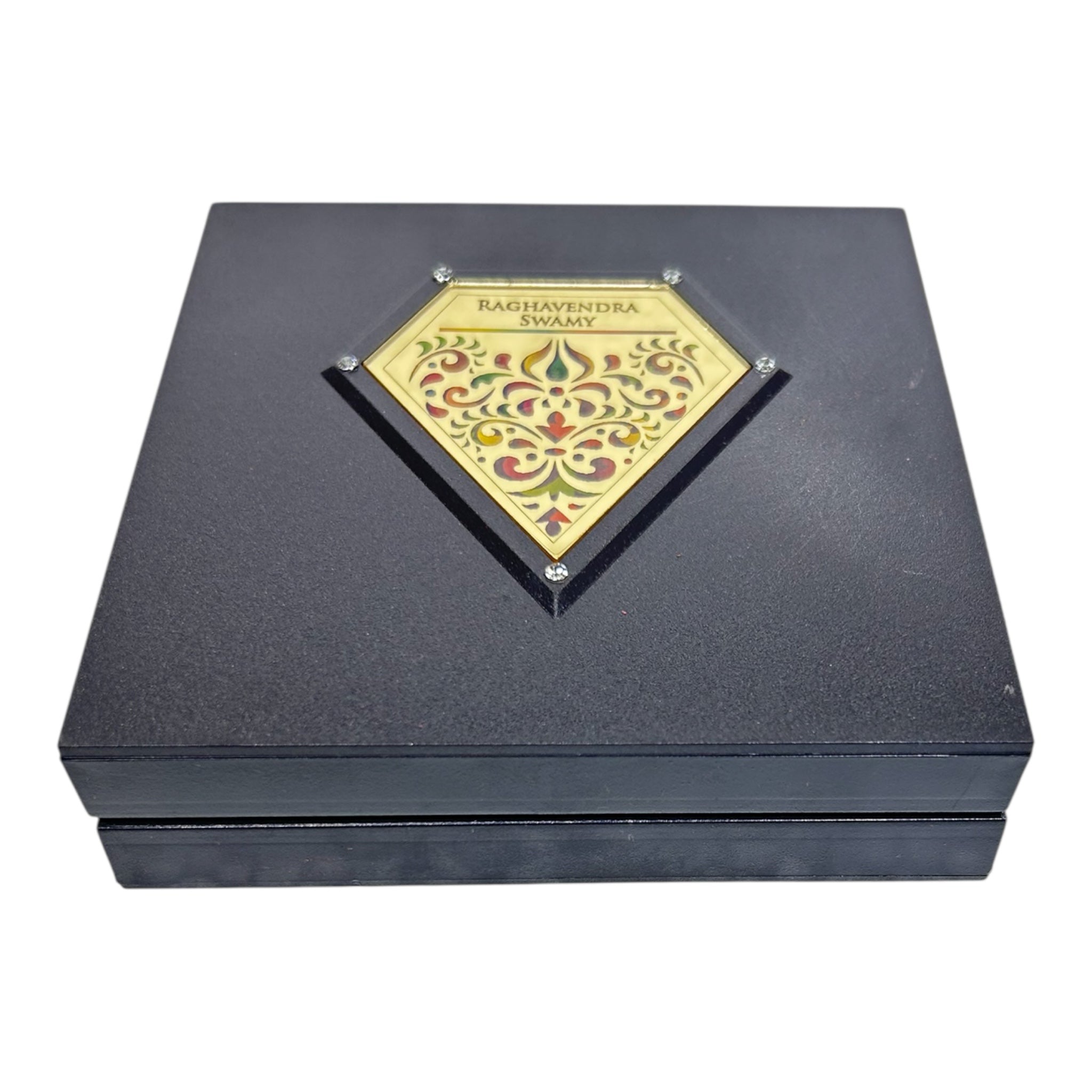 Sacred Charan Padhukas of Guru Raghavendra Swami in 11x11 cm box - divine worship and graceful gifting