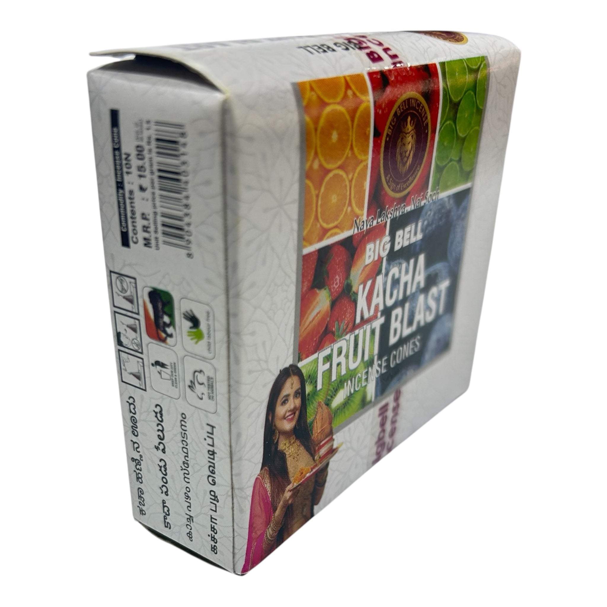 Big Bell Kacha Fruit Blast Incense Cones Pack of 5 - Vibrant Fruity Refreshing Aroma for Home & Meditation