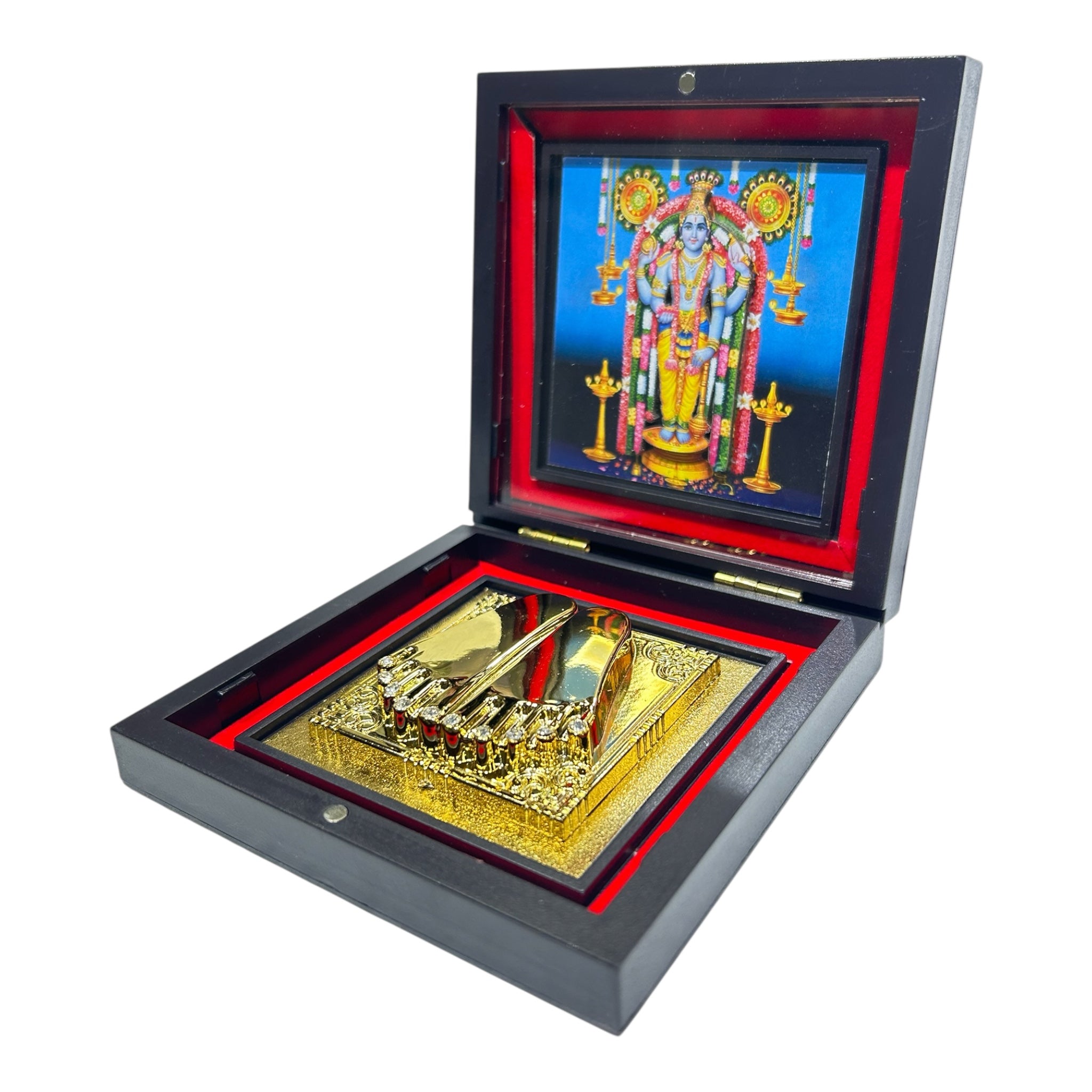 Unni Krishna Guruvayurappan Charan Padhukas in a 11x11 cm box - devotional corporate gift for spiritual seekers