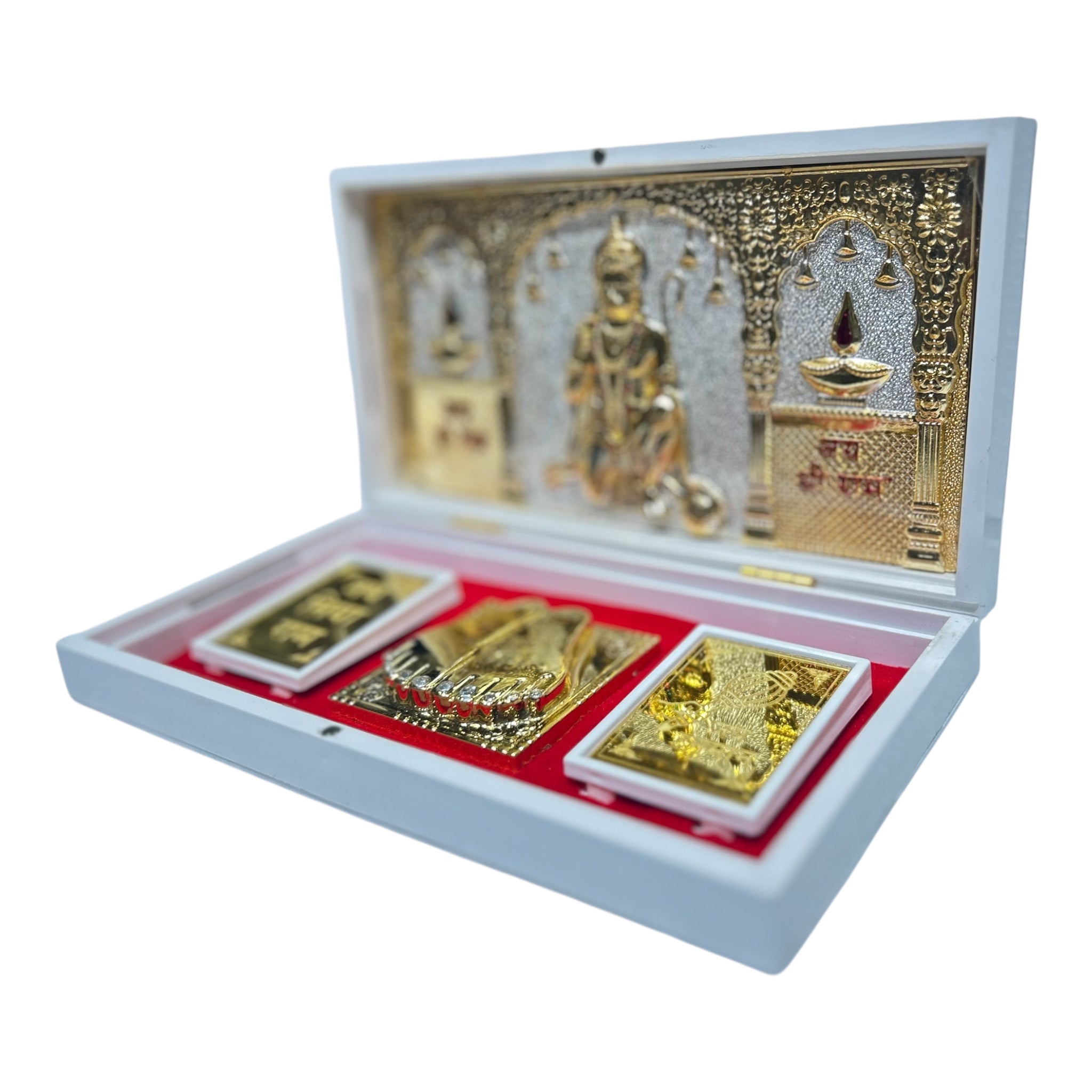 Jai Shri Hanuman Gold Plated Padham Box  Corporate Gift size 21 x 11 cm - auspicious choice of divine presence