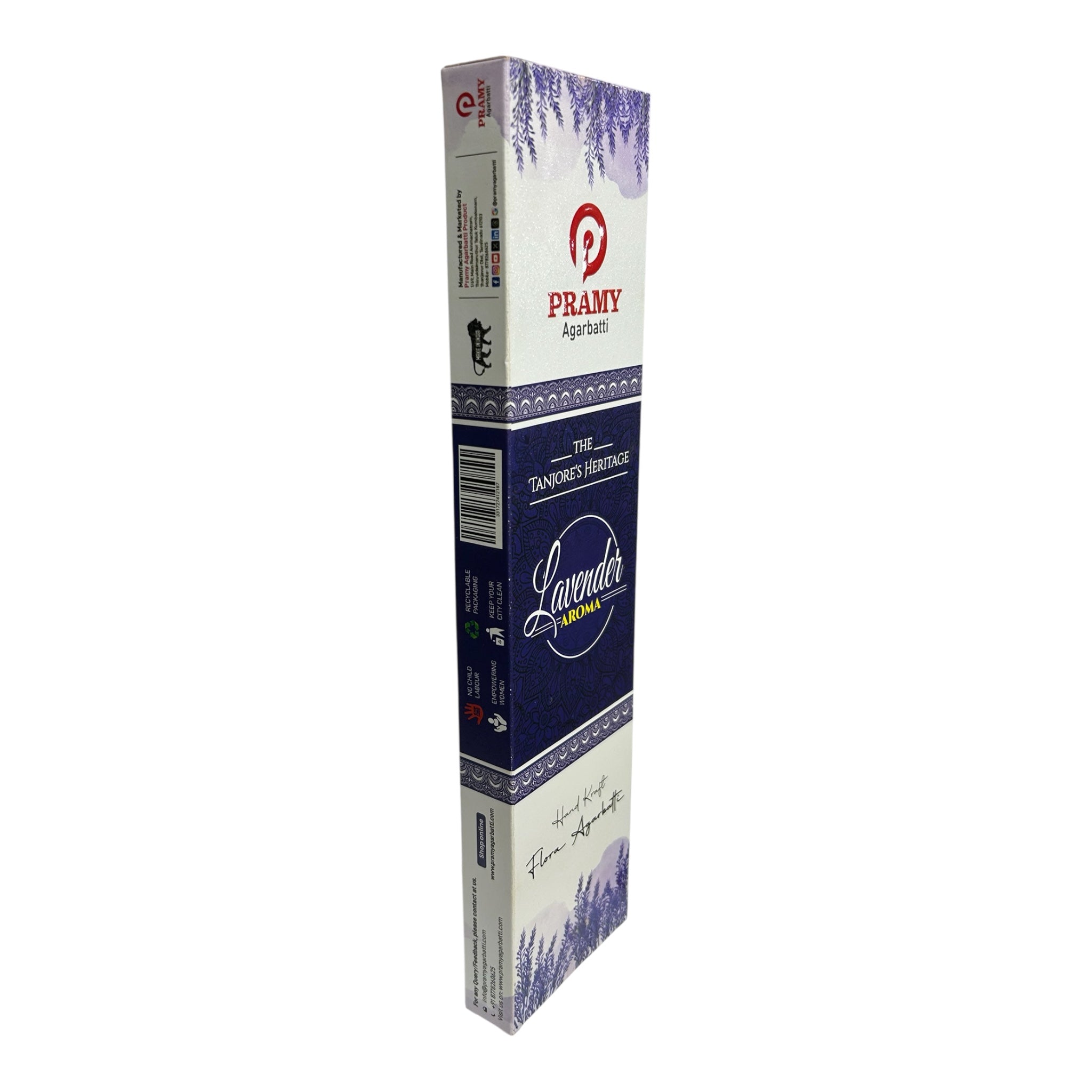 Pramy Lavender Handkraft Flora Agarbatti - Calming Incense Sticks for Meditation & Relaxation