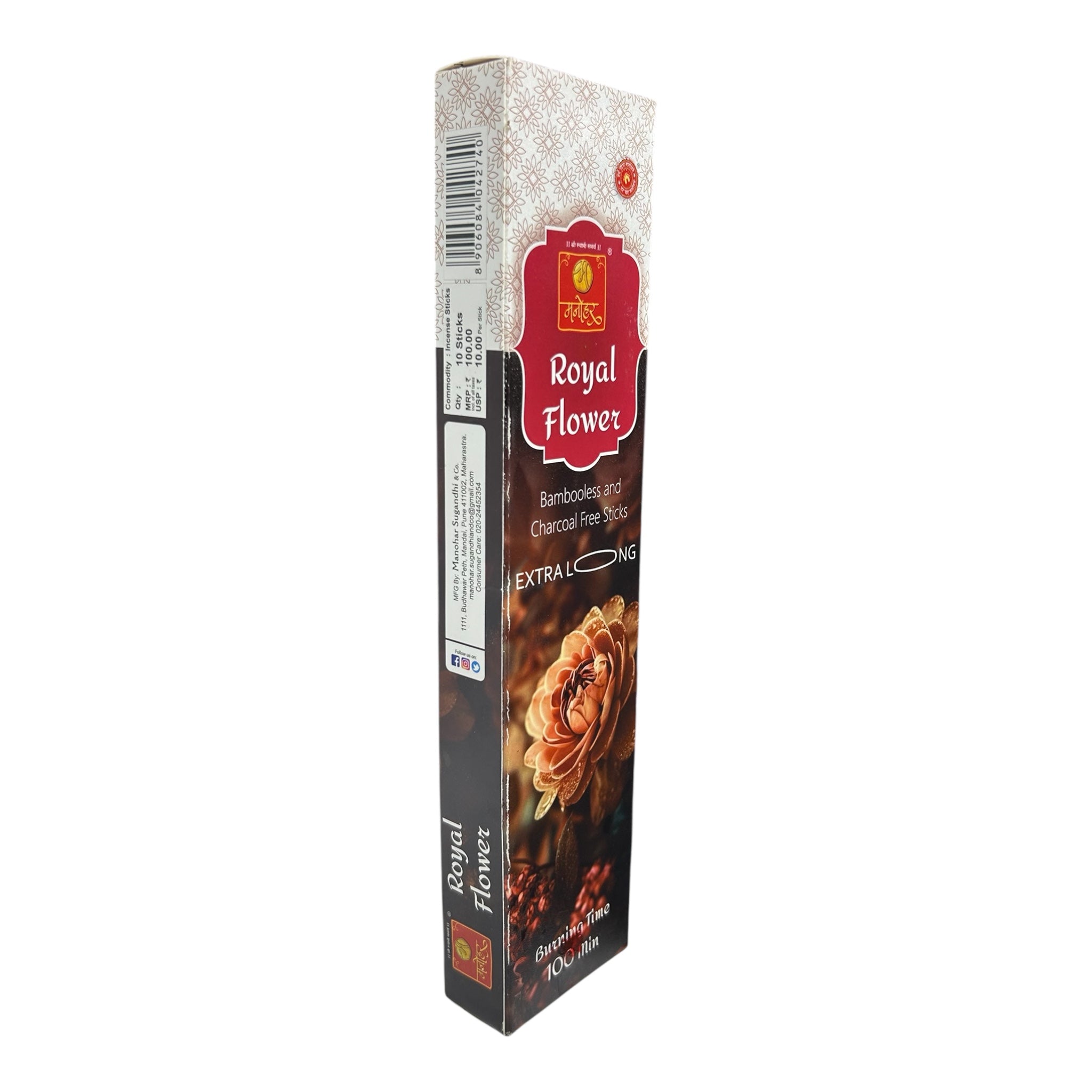 Manohar Royal Flower Bambooless and Charcoal Free Sticks - Long-Lasting & Eco-Friendly Floral Fragrance for Pooja & Meditation