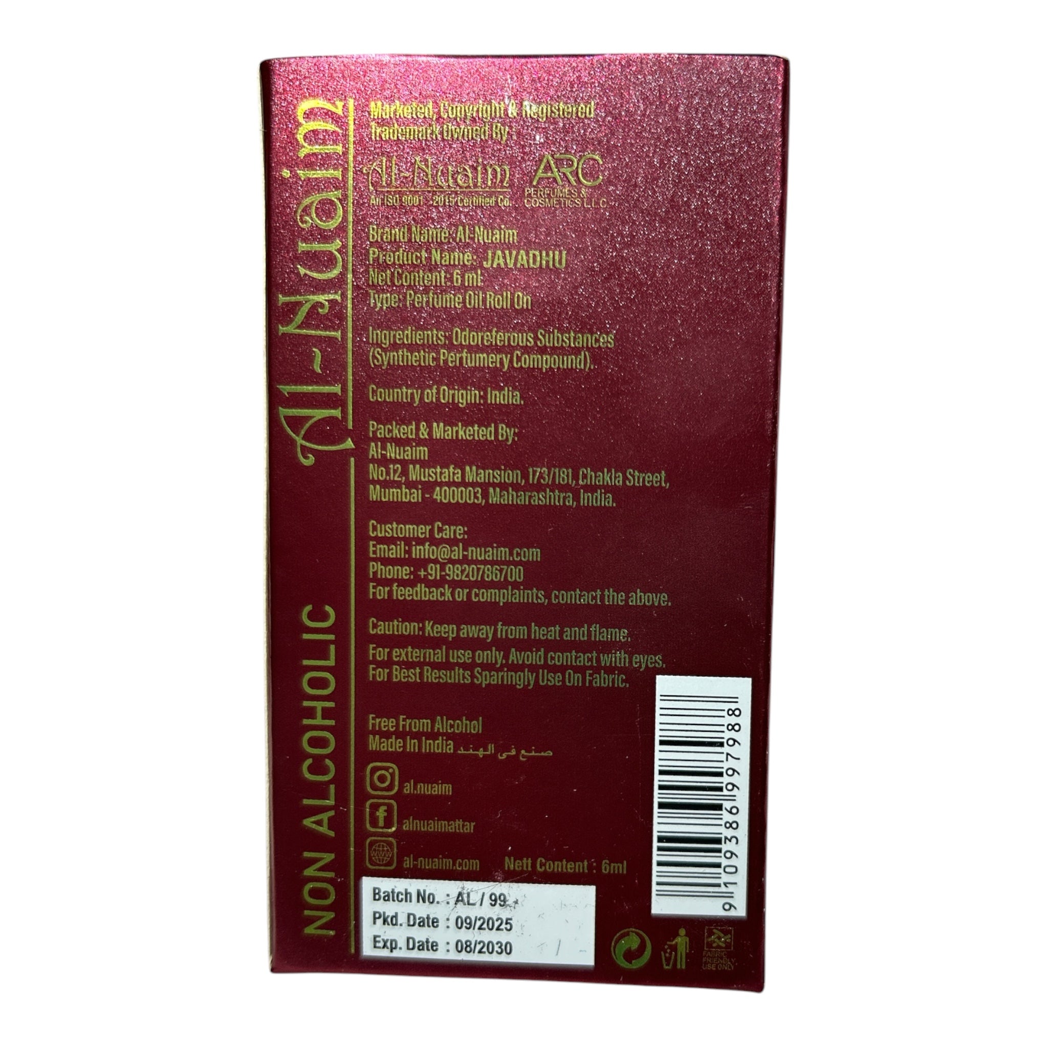 Al Nuaim Javadhu Perfume Oil Roll On