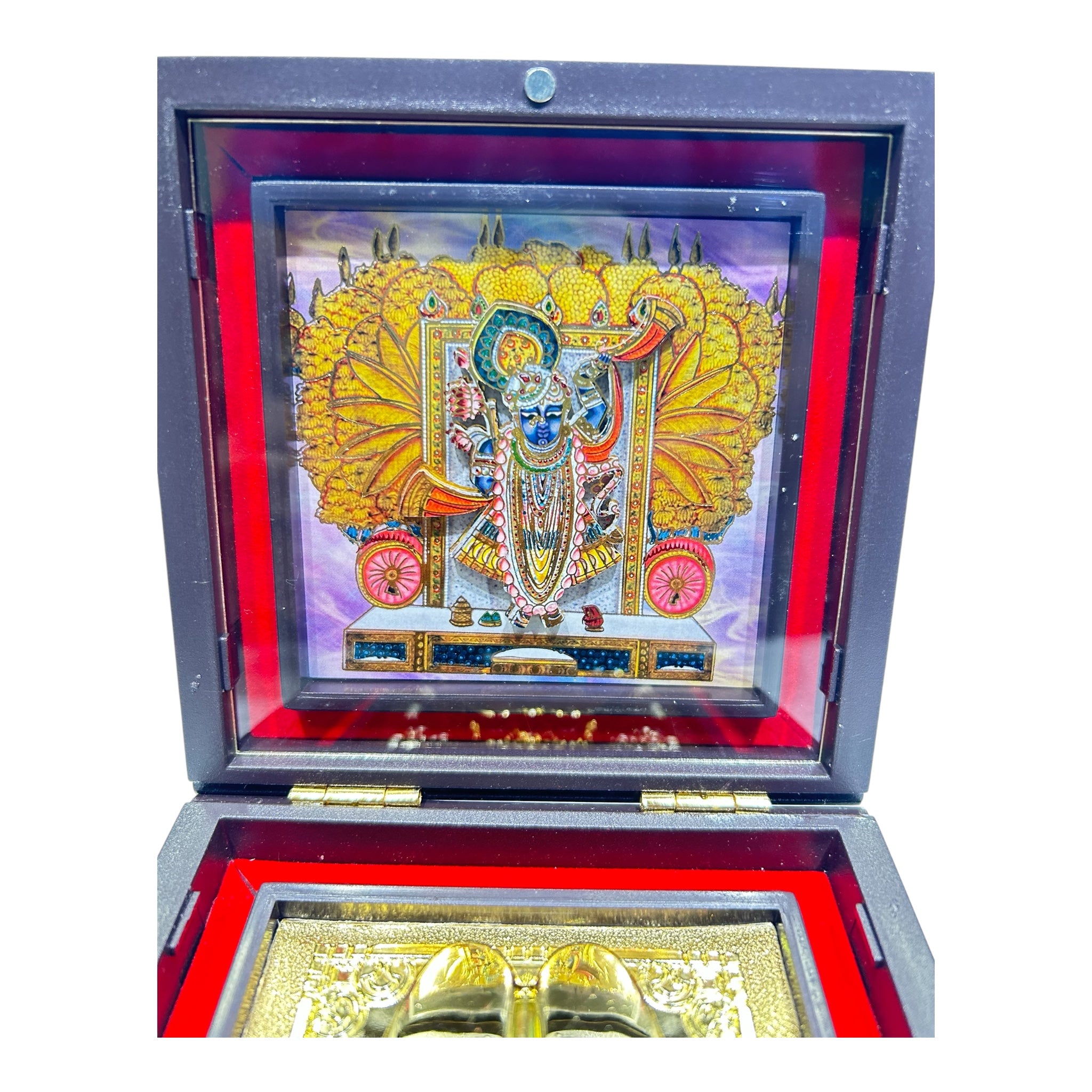 Dwarakaadeesh Shreenathji Sacred Charan Padhukas in a compact 11x11 cm box - devotional set for home Décor & spiritual gifting