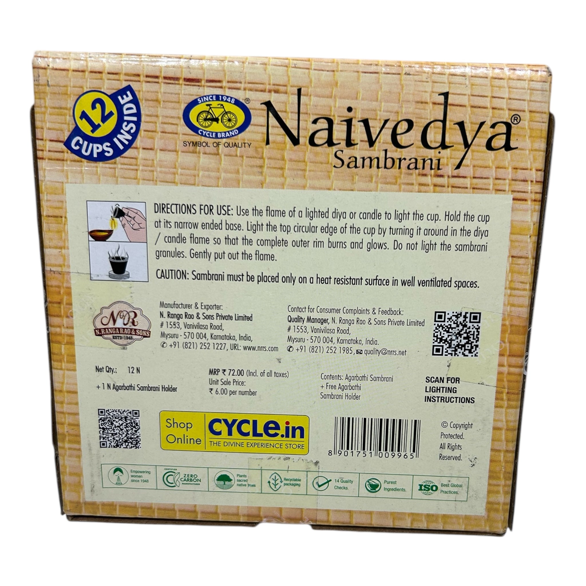 Cycle Brand Naivedya Sambrani – Small, Medium & Jumbo Cups - Traditional Pooja Dhoop for Purity & Fragrance