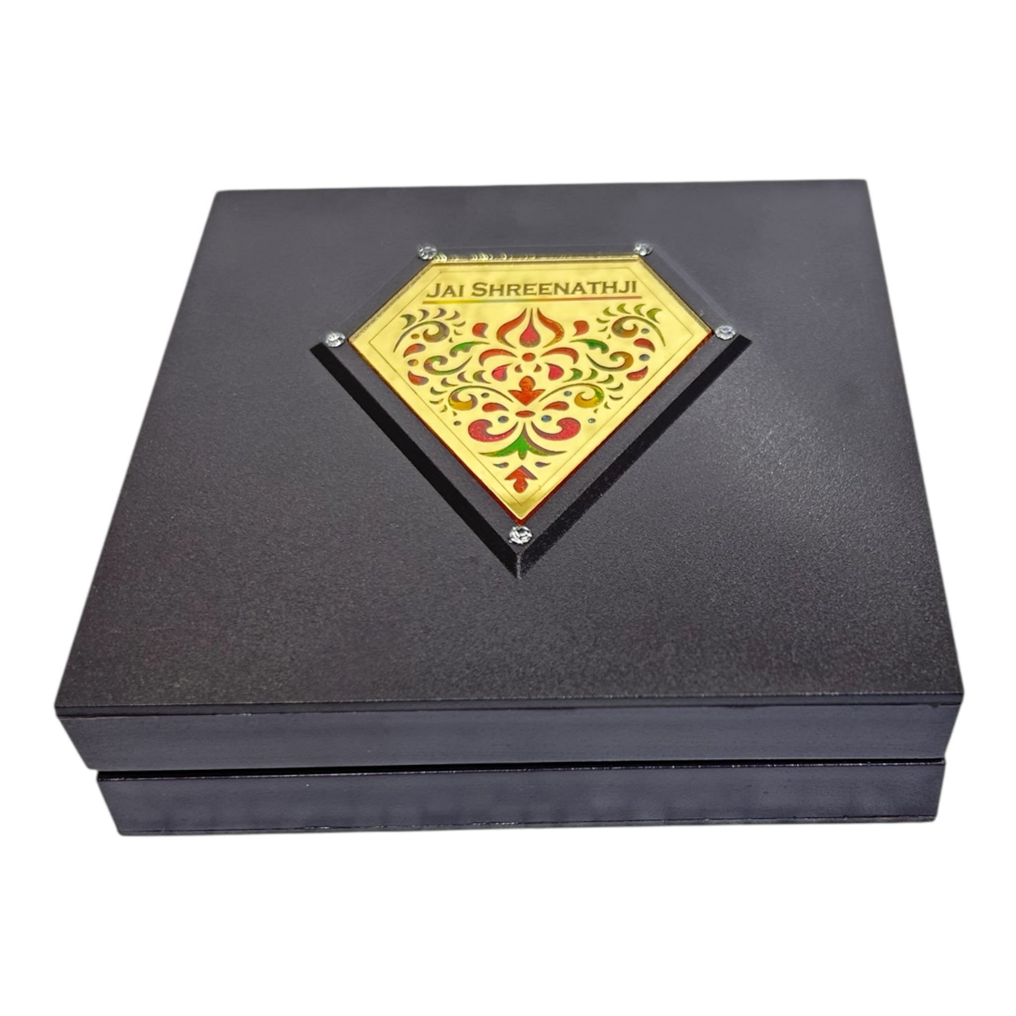 Dwarakaadeesh Shreenathji Sacred Charan Padhukas in a compact 11x11 cm box - devotional set for home Décor & spiritual gifting