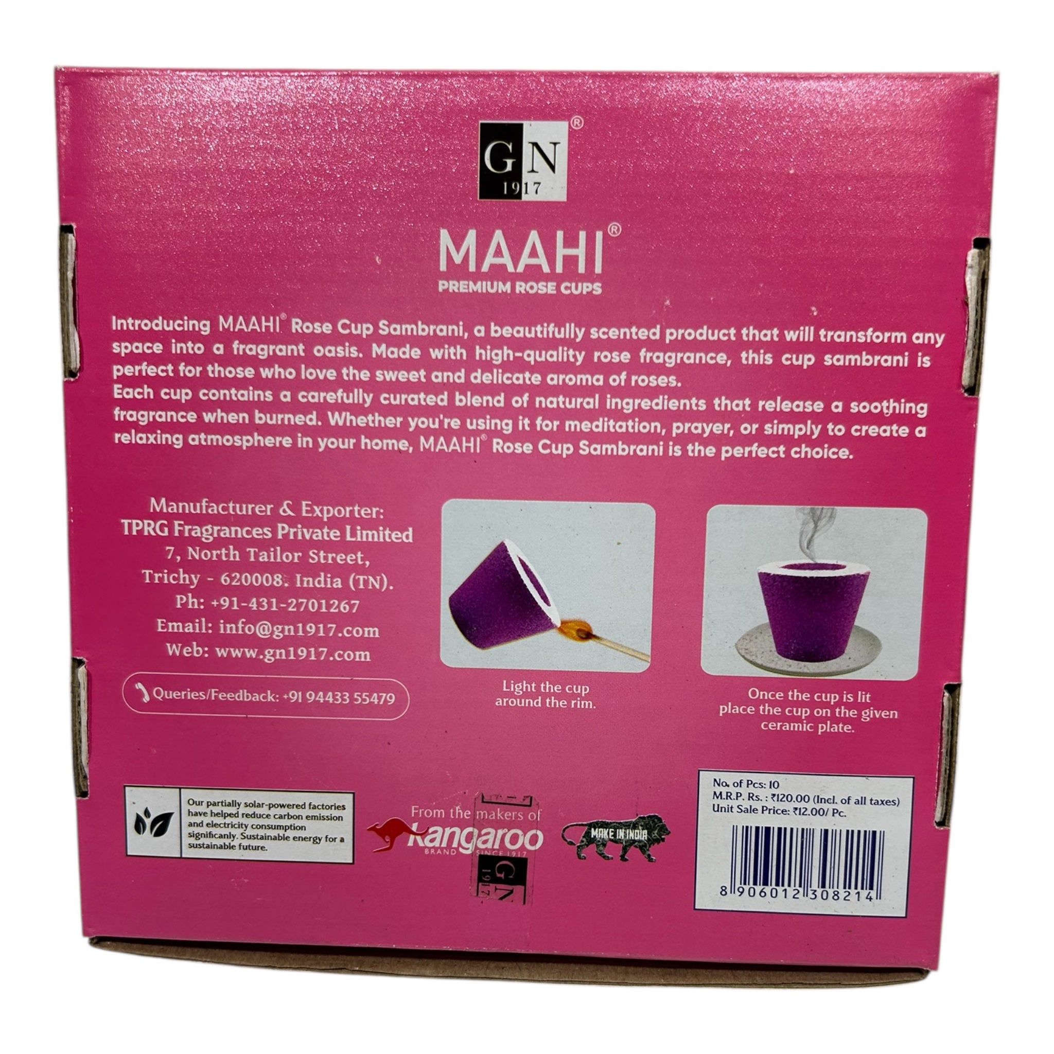 MAAHI Premium Rose Flavour Dhoop Cups ரோஜா தூபம்