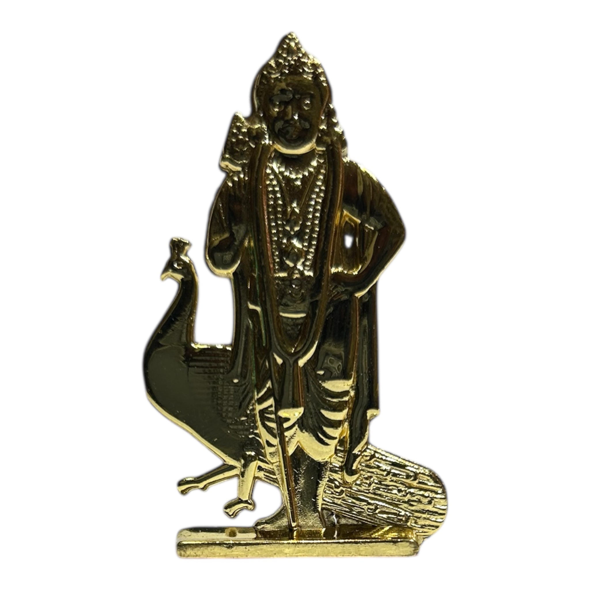 Peacock Vel Murugan Car Dashboard Idol Golden & Multicolour Decorative Stand for Home & Office வேல் மயில் முருகன் கார் பொம்மை