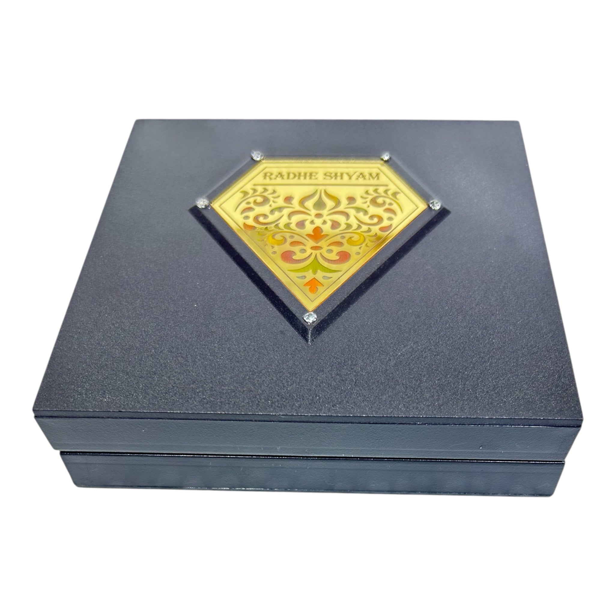 ISKCON Sri Radhe Shyam   Charan Padhukas Corporate Gift Box 11 x 11cms - A sacred keepsake and spiritual decor