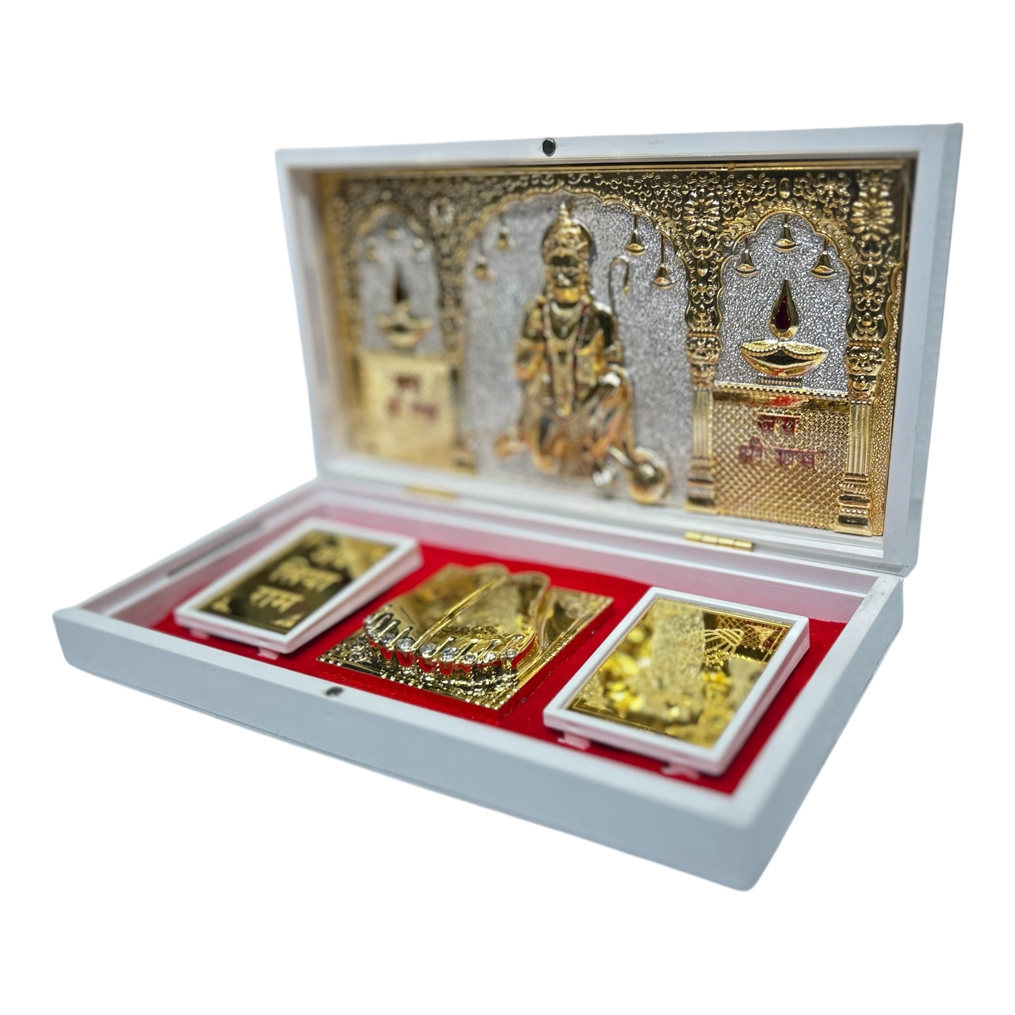 Jai Shri Hanuman Gold Plated Padham Box  Corporate Gift size 21 x 11 cm - auspicious choice of divine presence