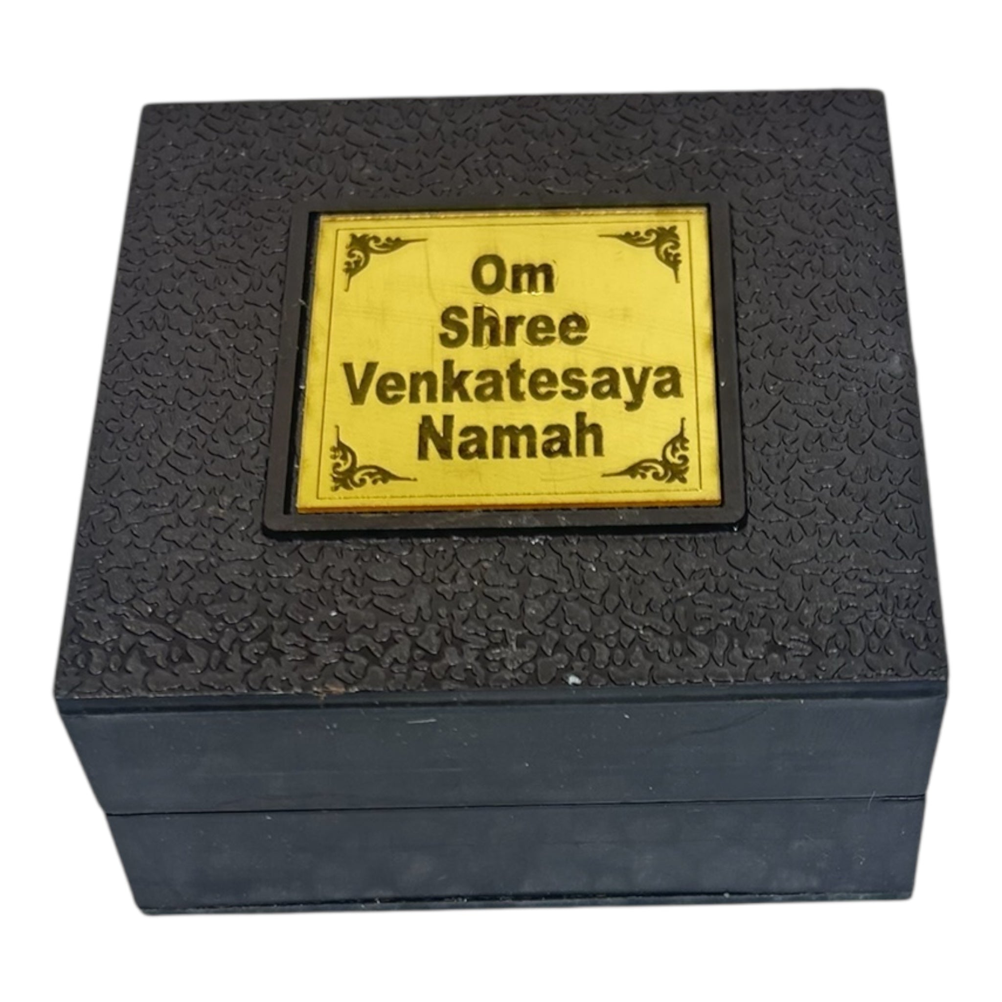 Sri Venkateswara Balaji Gold Plated Charan Box Corporate Gift 8 x 8 cms - velvet-lined divine presence or festive gifting