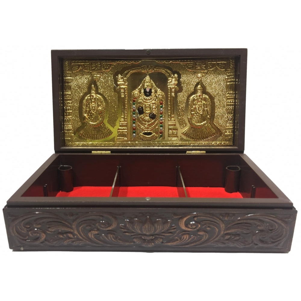 Sri Tirupati Balaji Gold Plated Charan Secret Jewel Box Corporate Gift 21 x 11 cm