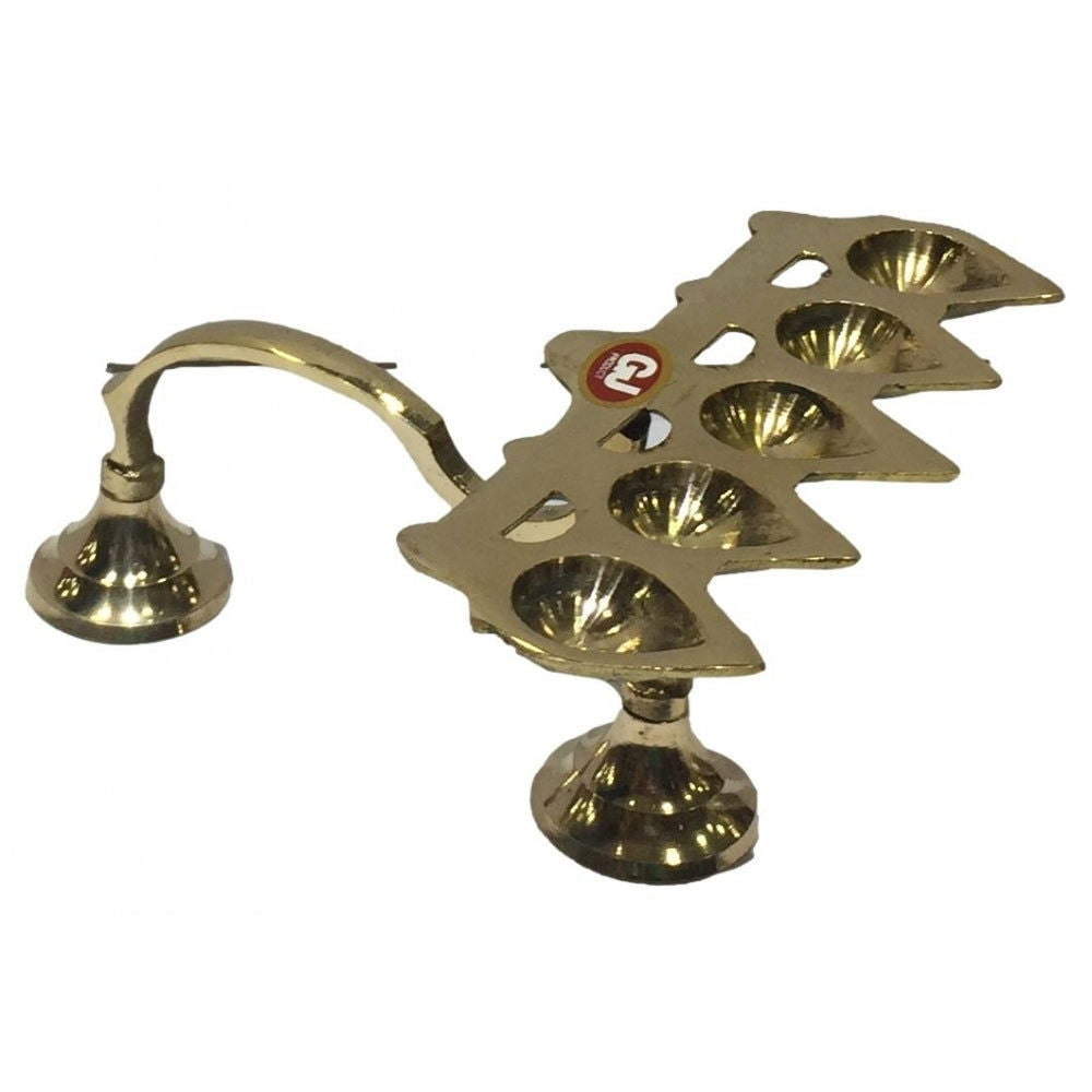 Brass  Pancha Harathi or 5 Flames Karpoora Karandi - Sri Prarthana