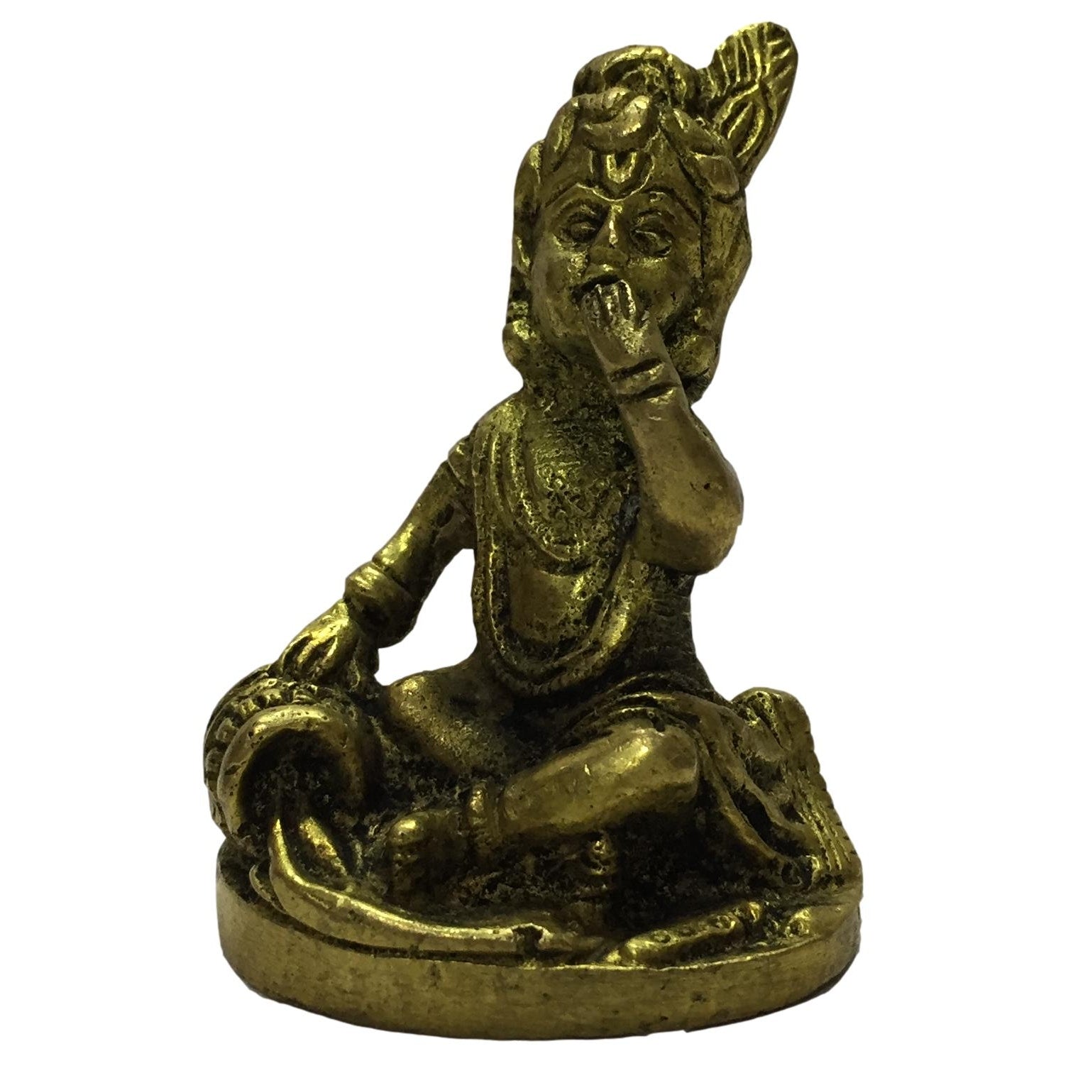 Butter Krishna Brass Antique Figurine 2.4 Inch - Sri Prarthana