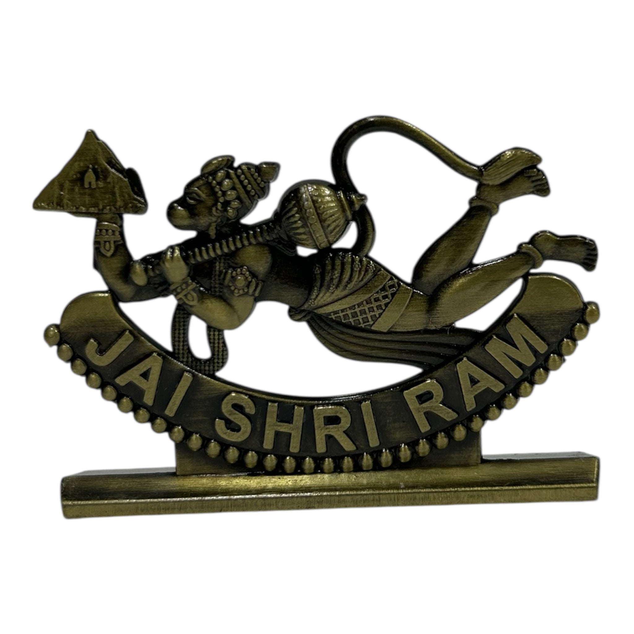 Sanjeevini Anjaneya Jai Shri Ram Antique Metal Stand  Gift for Spiritual Home Decor & Festival
