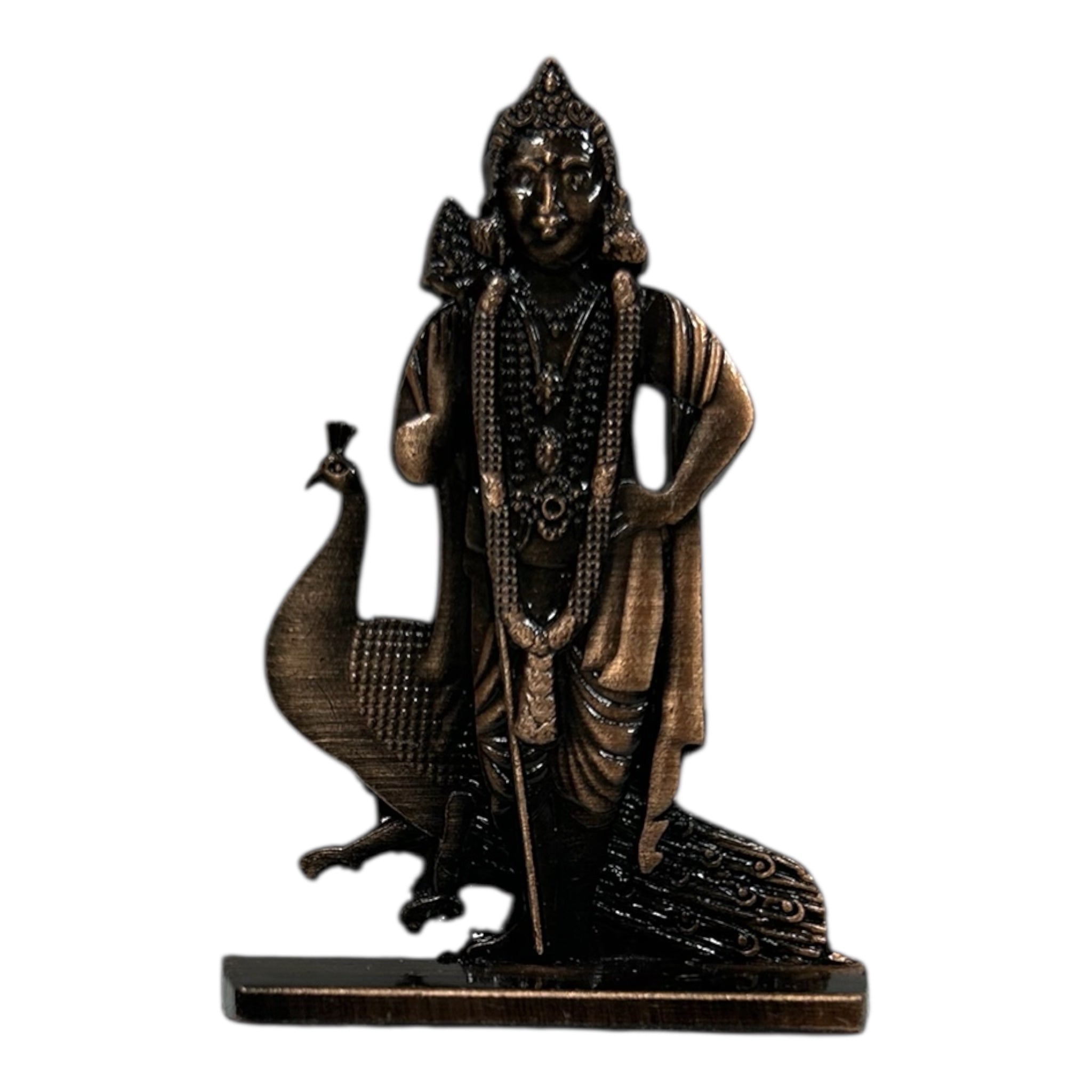 Peacock Vel Murugan Car Dashboard Idol Golden & Multicolour Decorative Stand for Home & Office வேல் மயில் முருகன் கார் பொம்மை