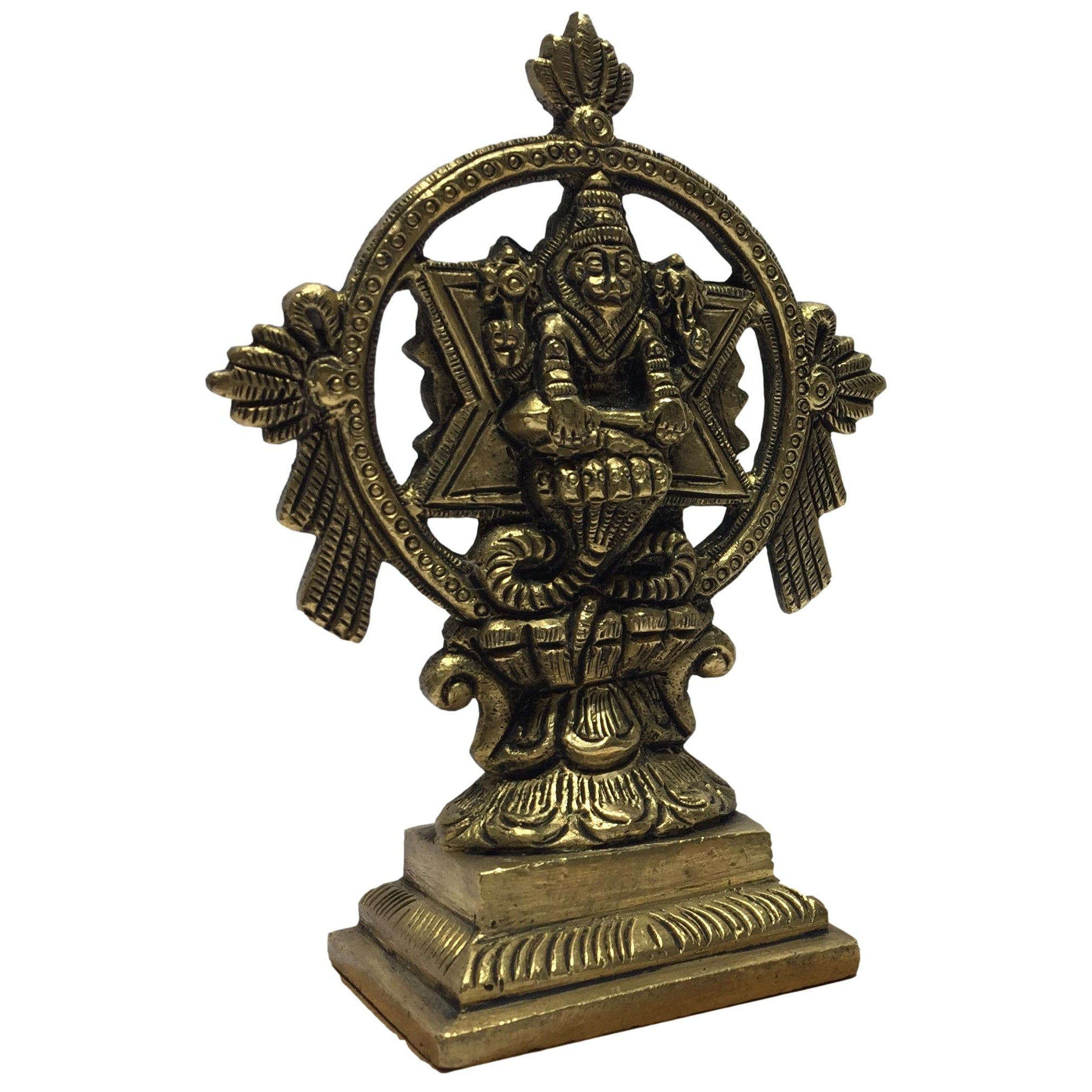 Chakrathazhvar with Yoga Narasimhar Brass Antique 5 Inch - Sri Prarthana
