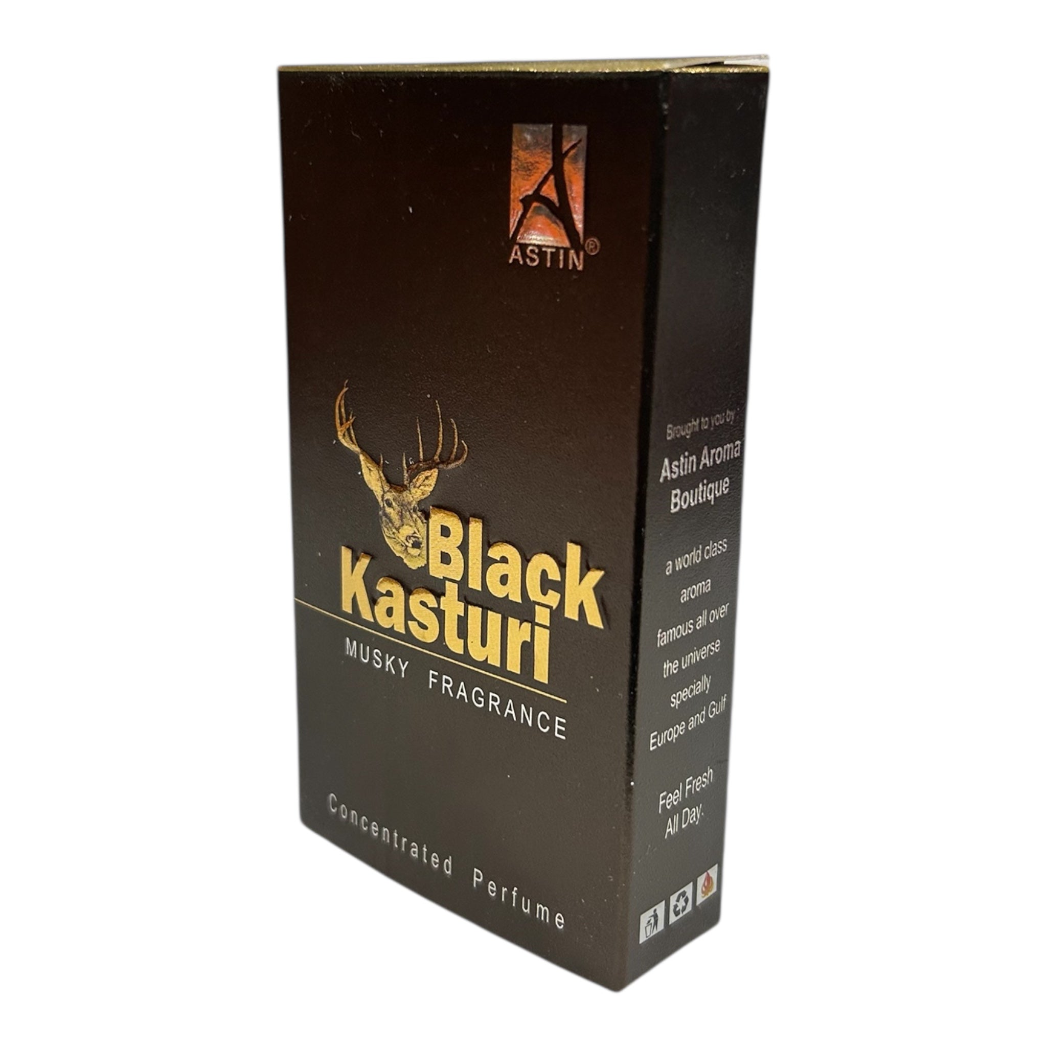 Astin Black Kasturi Attar Roll-On – Long-Lasting Musk Alcohol-Free, 100% Natural Fragrance Oil 6 ml