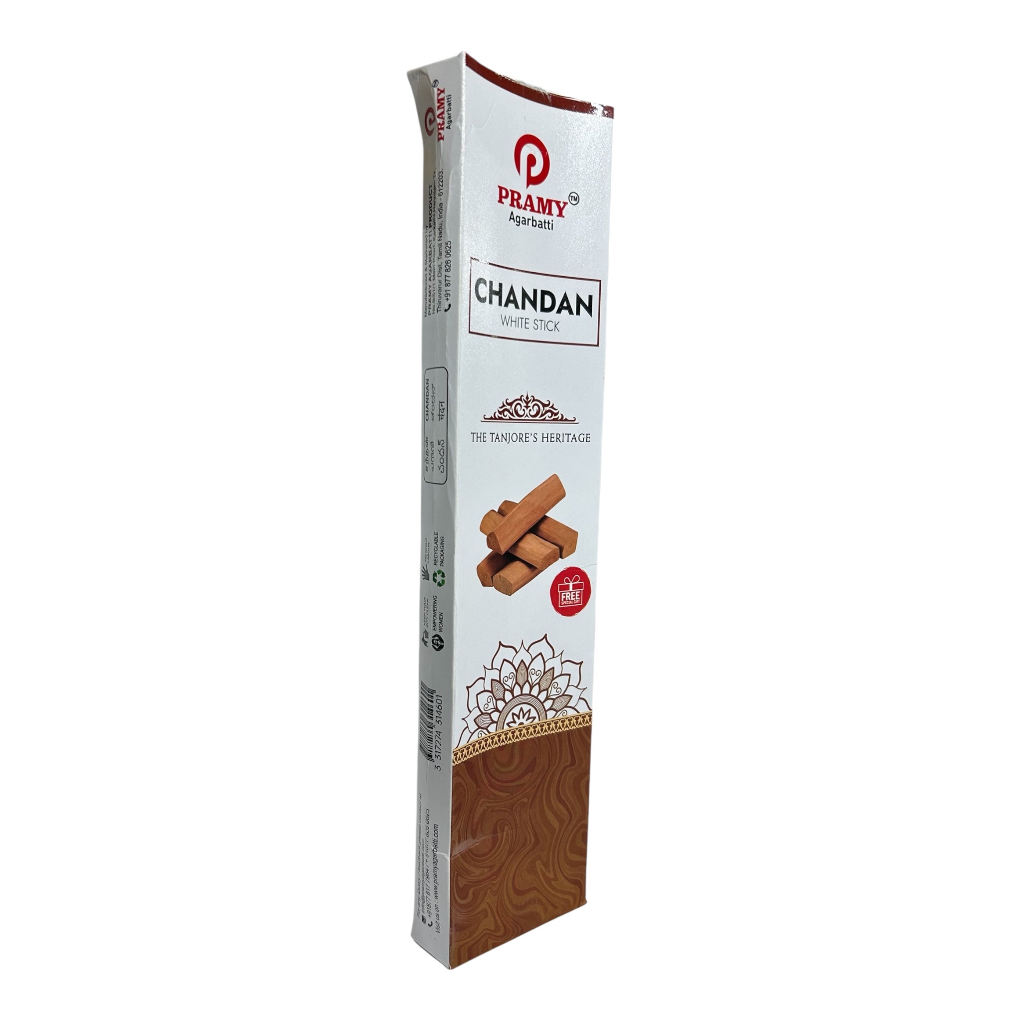 Pramy Chandan White Stick – Pure Sandalwood Essence Incense