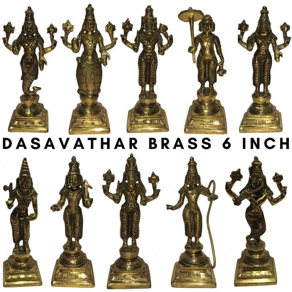 Dasavatharam Set Brass Antique Figurine Set 6 Inch - Sri Prarthana