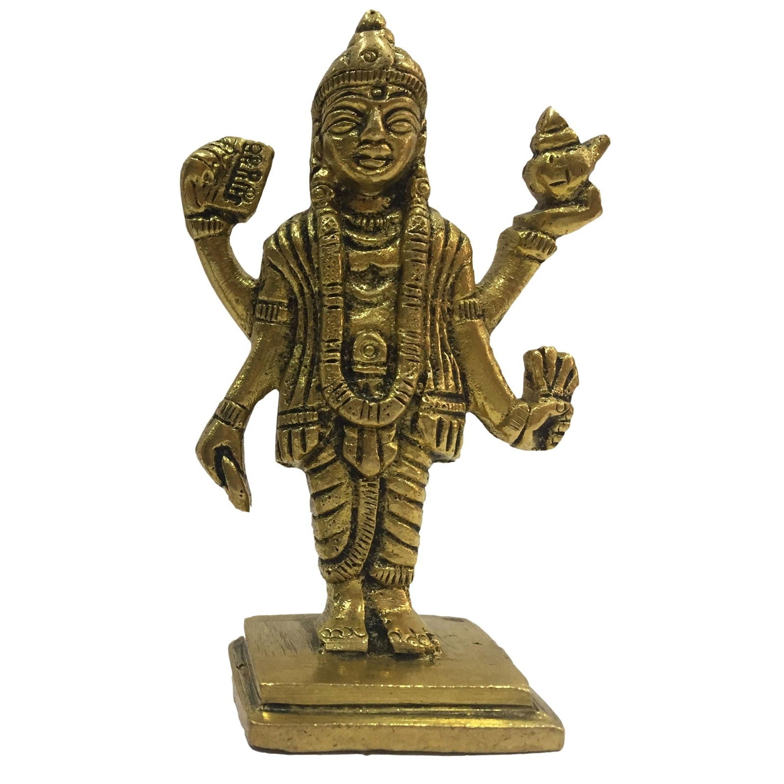 Dhanvanthri Brass Antique Murthi 3.5 Inch - Sri Prarthana