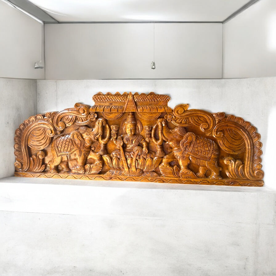Gajalakshmi Wood Carving Mandap Style 36 x 12 inches