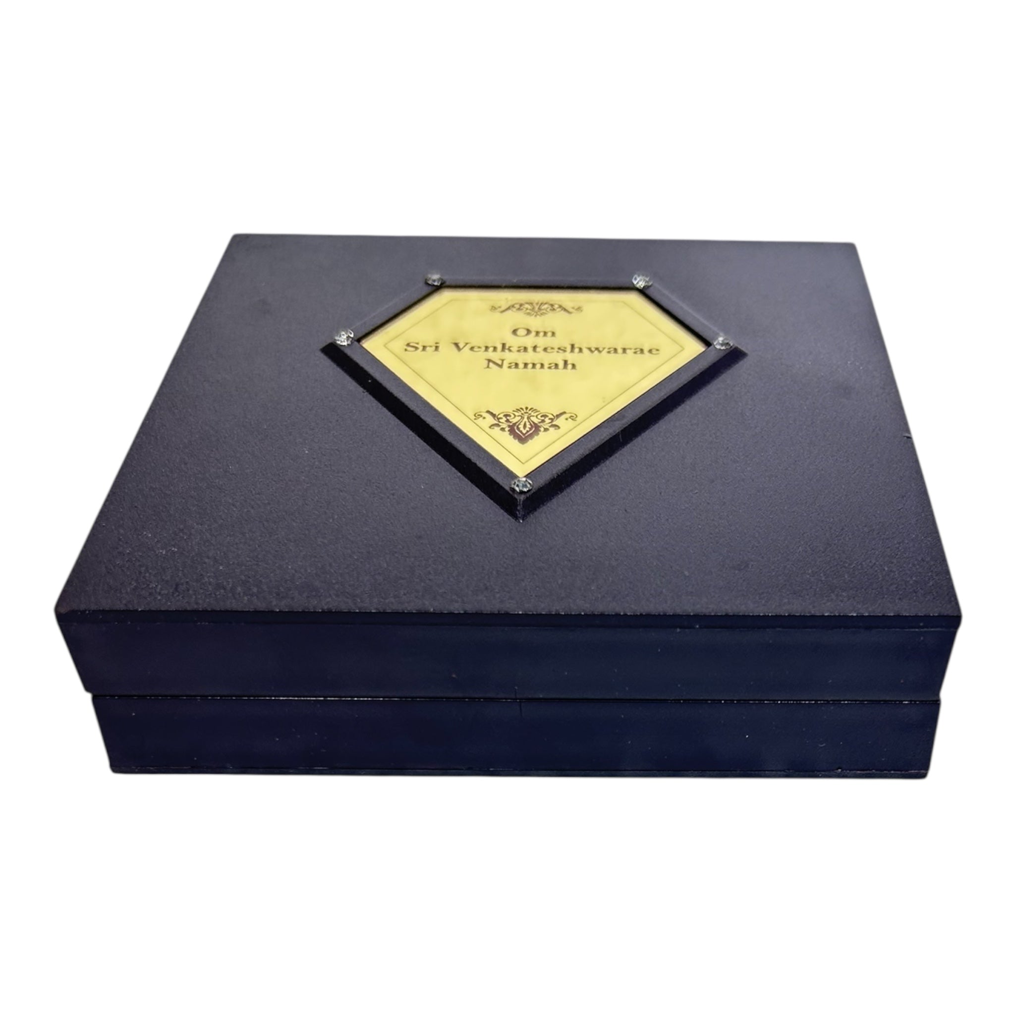 Tirupathi Padmavathi Balaji Gold‑Plated Padham Box – 11 × 11 cm Charan Padukas of Divine Couple