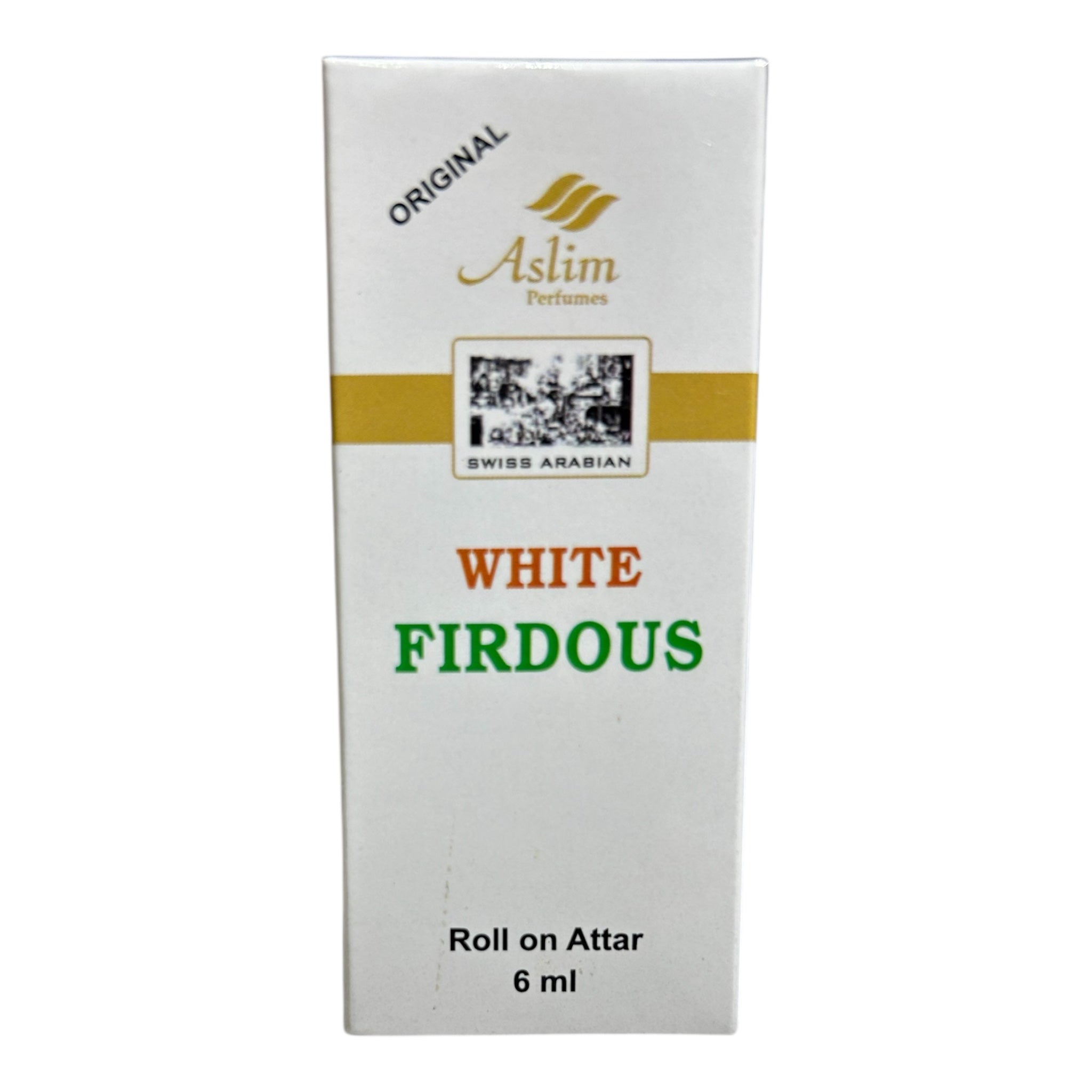 Aslim White Firdous Attar 6ml – Fresh & Floral Alcohol-Free Perfume Oil Natural Indian Fragrance Attar