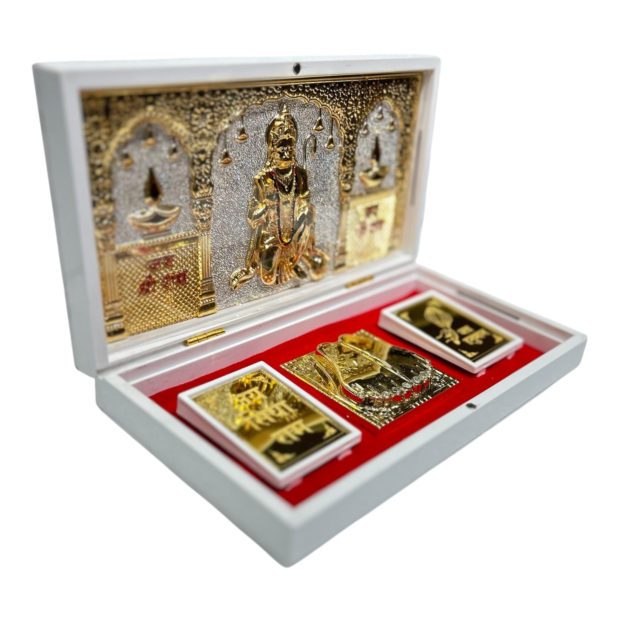 Jai Shri Hanuman Gold Plated Padham Box  Corporate Gift size 21 x 11 cm - auspicious choice of divine presence