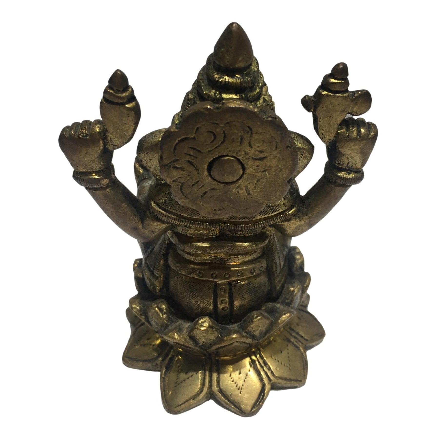 Ganesh seated on Kamal Brass Antique 4.5 inch - Sri Prarthana